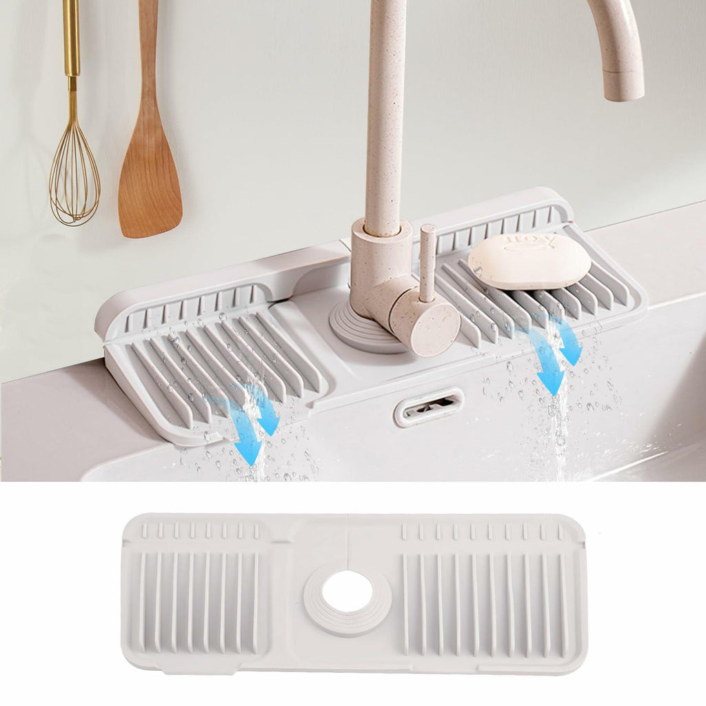 Qesulk Silicone Sink Splash Guard Foldable Faucet Mat Kitchen Bathroom