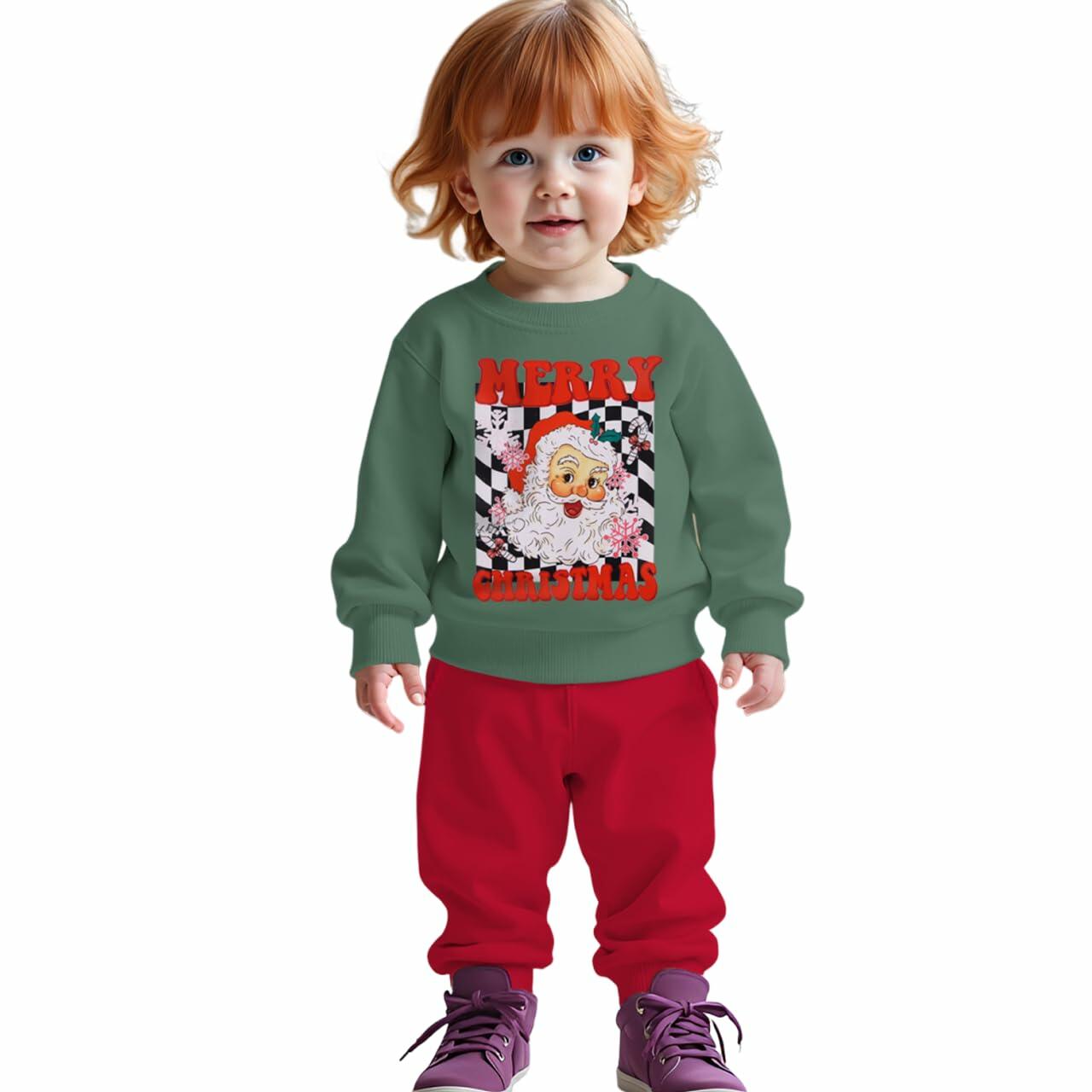 C&M WODRO Toddler Christmas Santa Sweatshirt Pants Set Green Size 4-5 Years