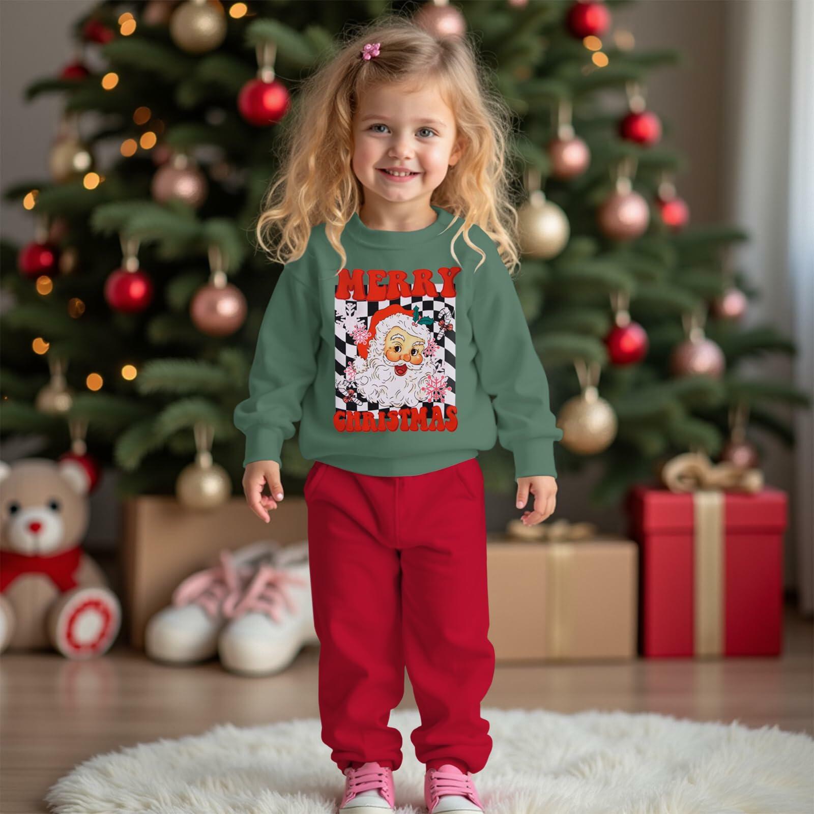 C&M WODRO Toddler Christmas Santa Sweatshirt Pants Set Green Size 4-5 Years