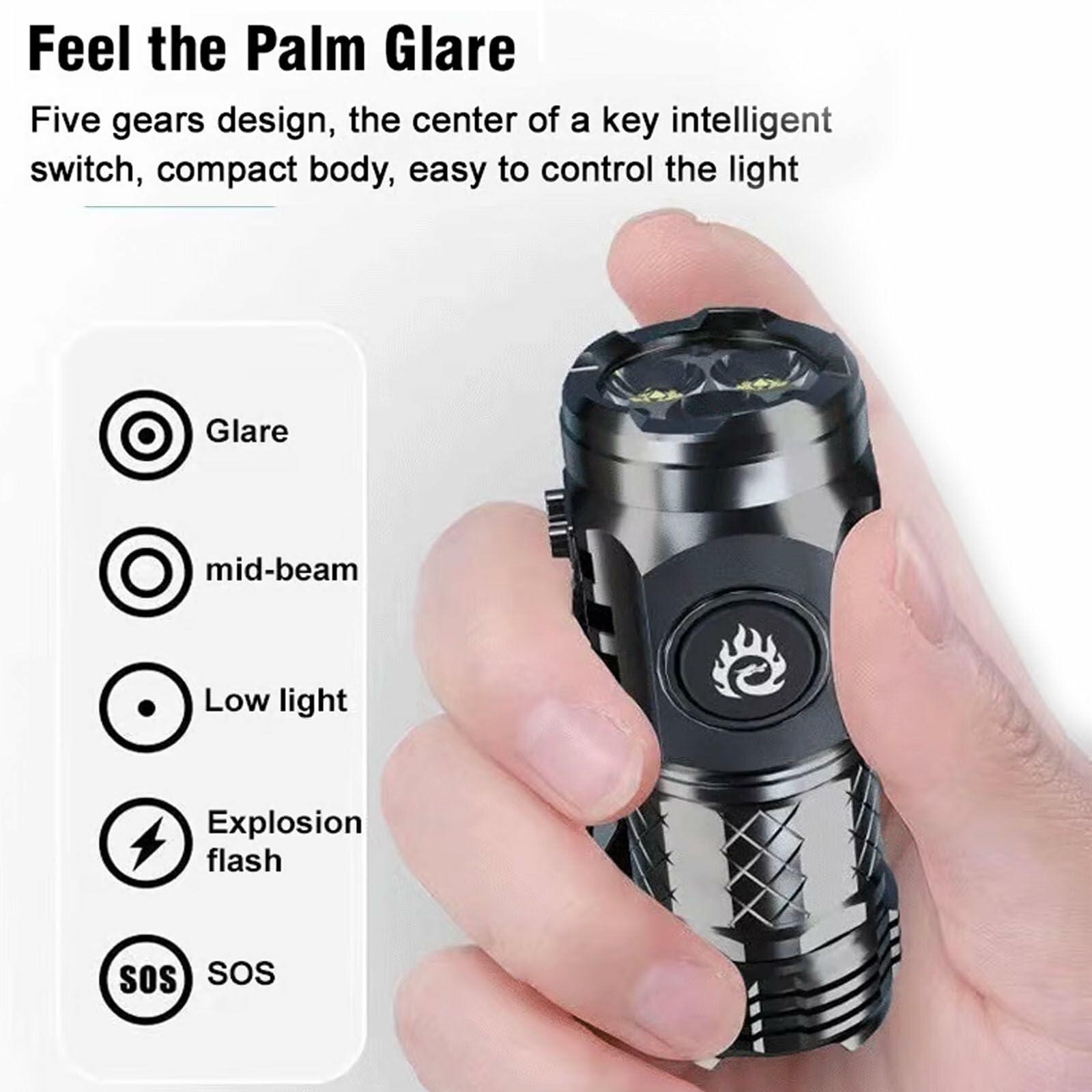 German Three-Eyed Monster Mini Flashlight Steel High Lumen Rechargeable 2Pcs