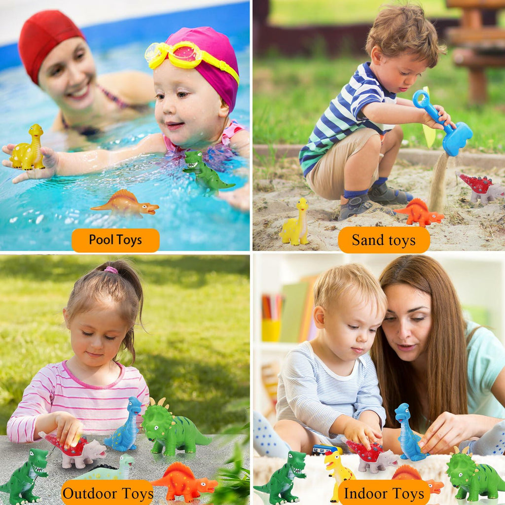 Dinosaur Bath Toys Mold Free No Hole Toddler Pool Shower Bathtub Toys - 9 Pack