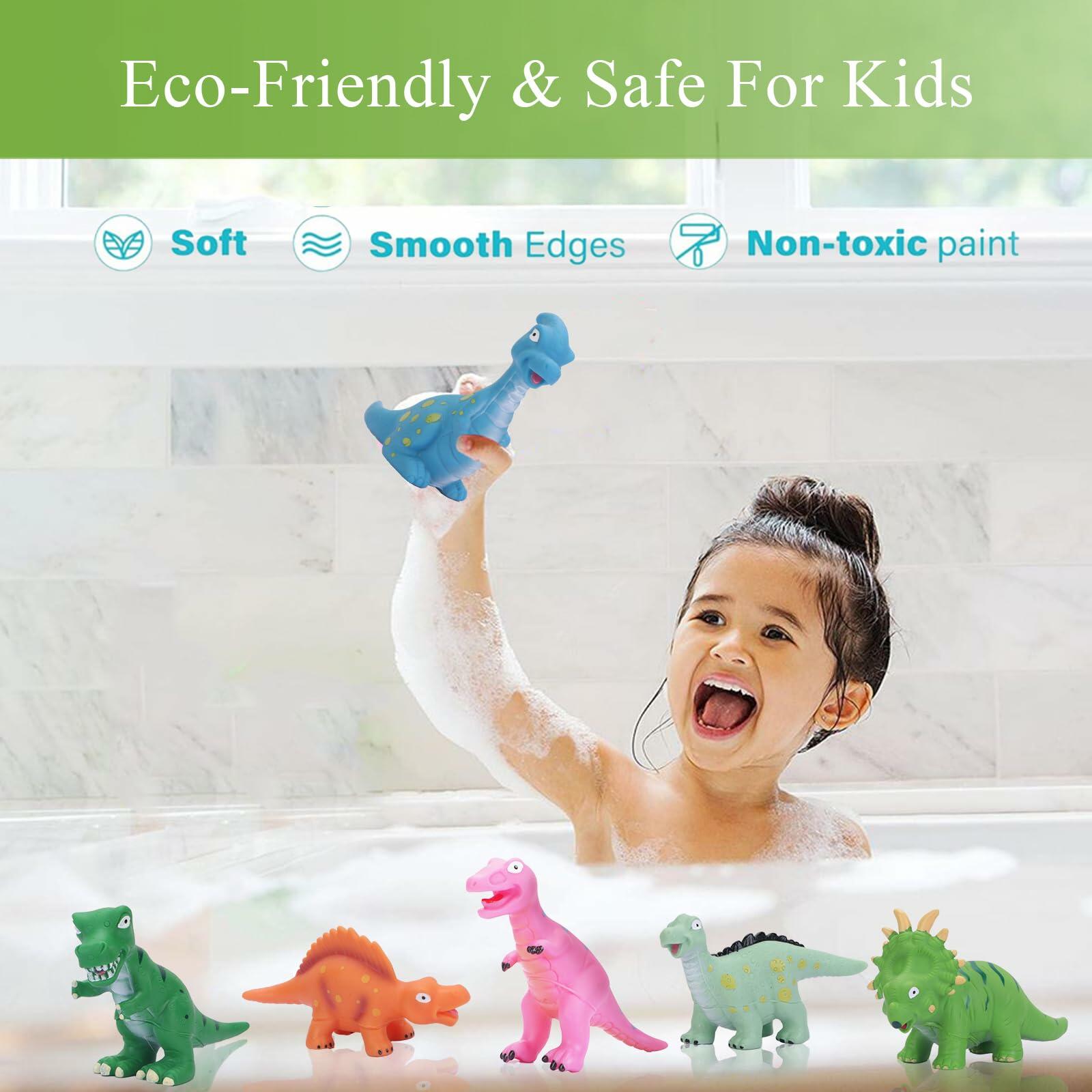 Dinosaur Bath Toys Mold Free No Hole Toddler Pool Shower Bathtub Toys - 9 Pack