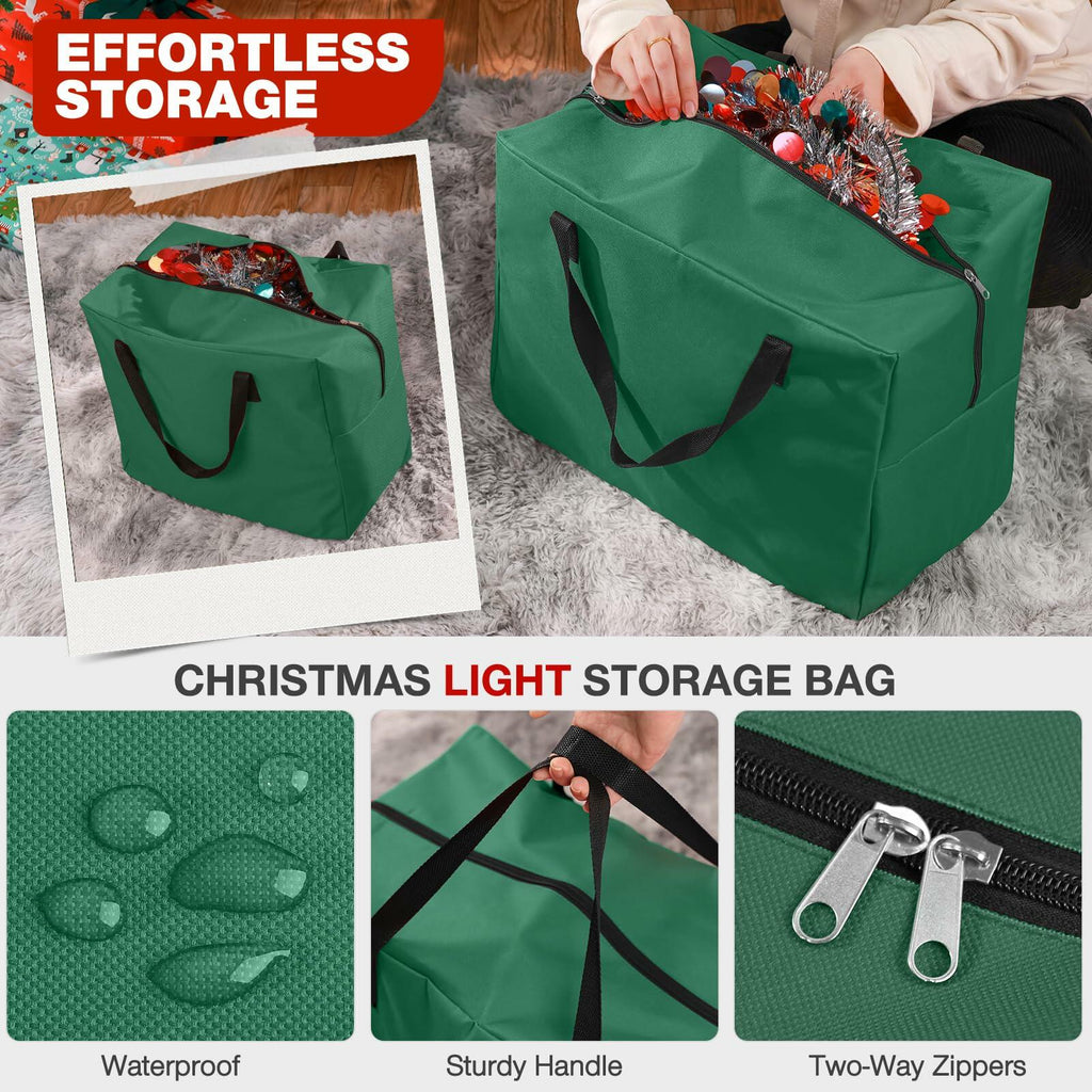 EIMMBD Christmas Ornament Storage Box 3 Tray Organizer Holds 128 Green