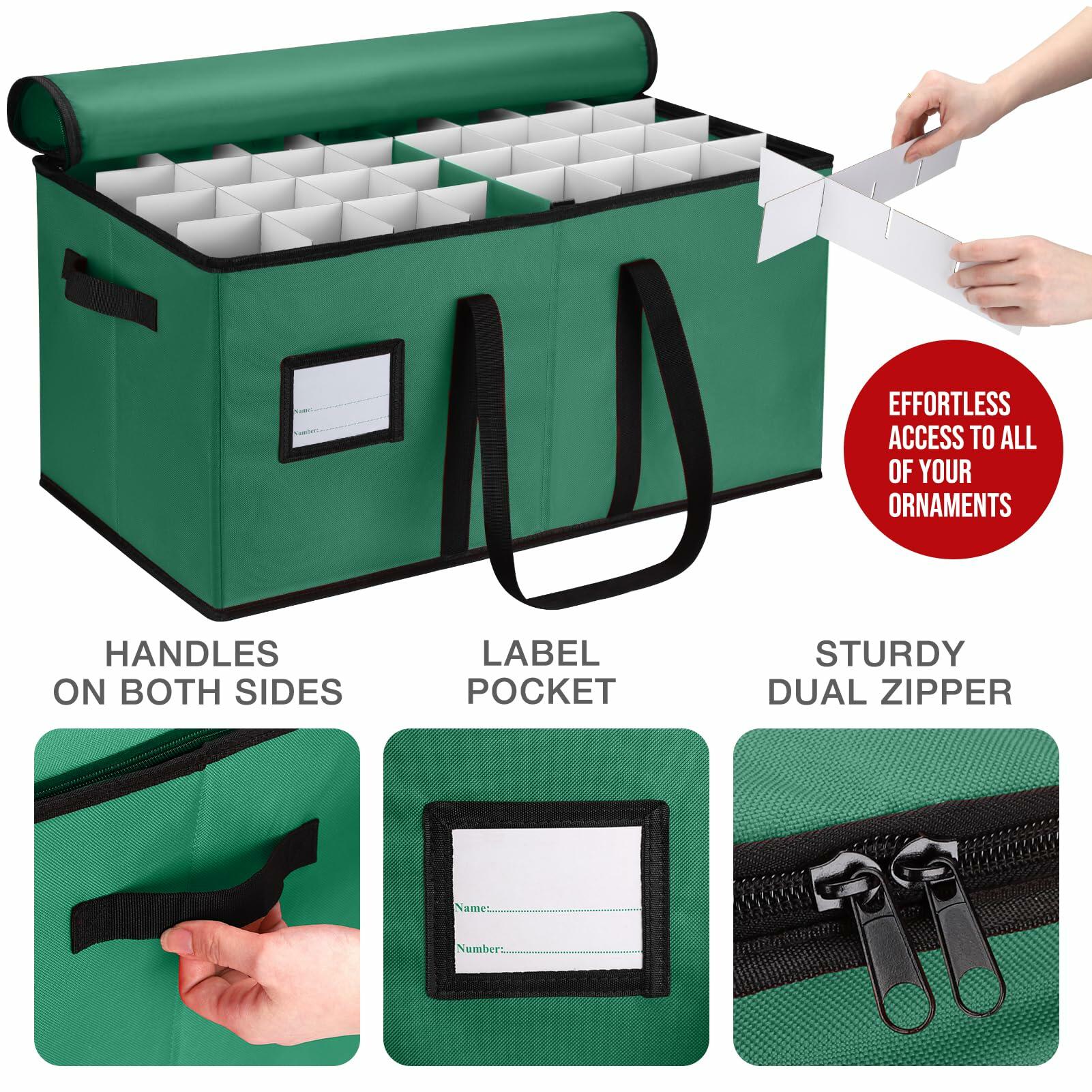 EIMMBD Christmas Ornament Storage Box 3 Tray Organizer Holds 128 Green