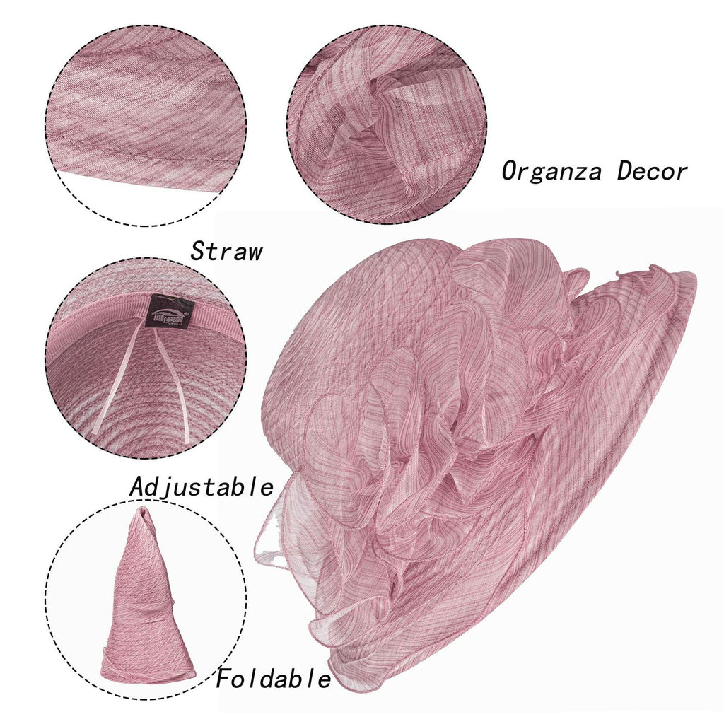 Kentucky Women Fascinator Organza Flower Derby Straw Hat Light Purple