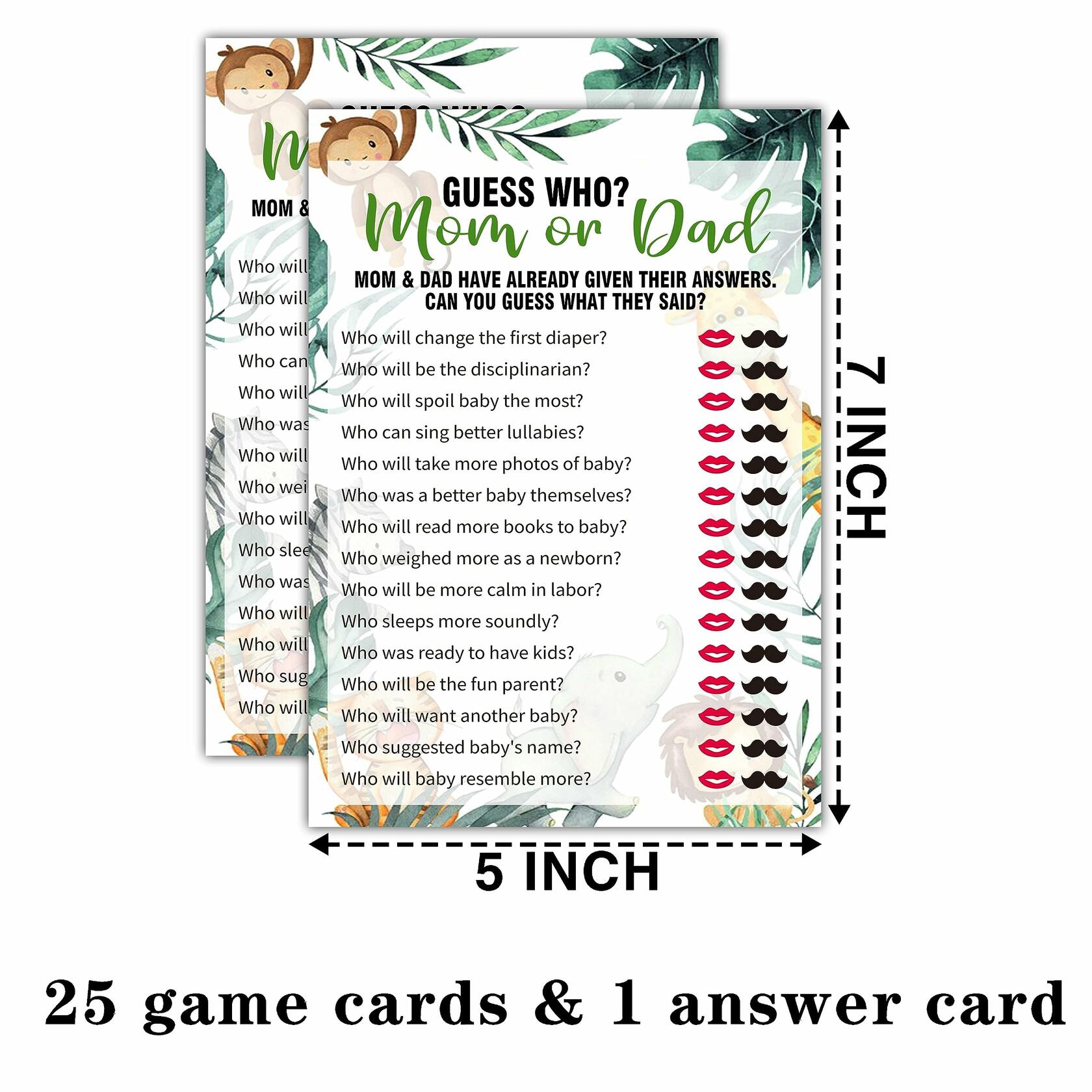 Qoamp Woodland Guess Who Baby Shower Game 25 Safari Animals Cards