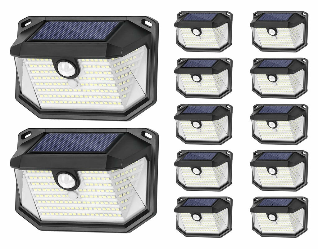 Solar Outdoor Lights 12-Pack 178 LEDs Motion Sensor Waterproof Security Light
