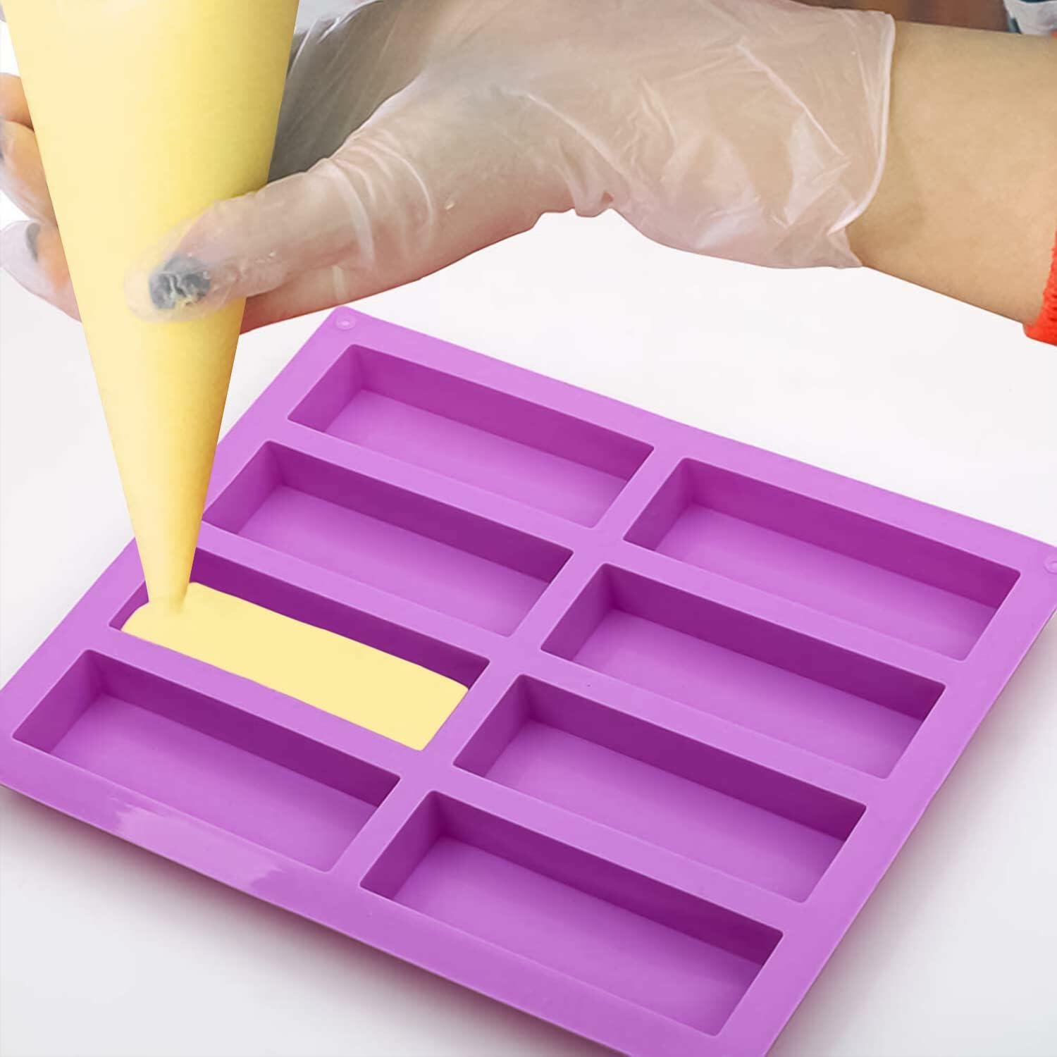 Sinirttou Silicone Granola Bar Mold 8 Cavities Rectangular Purple 2 Pack