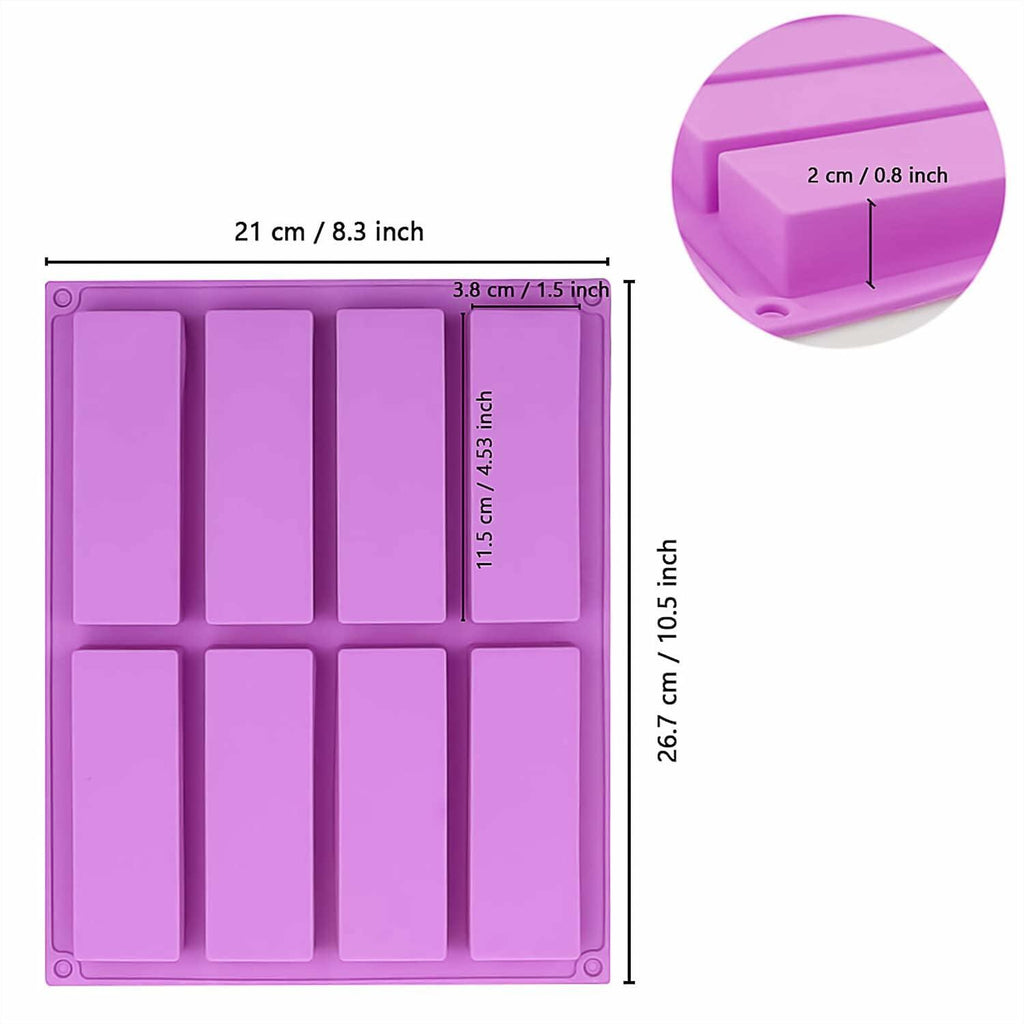 Sinirttou Silicone Granola Bar Mold 8 Cavities Rectangular Purple 2 Pack