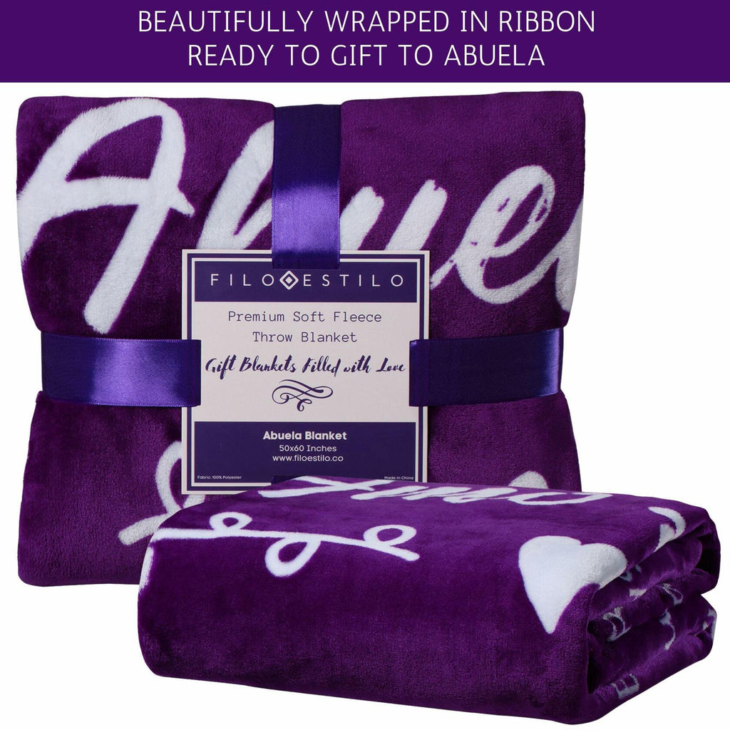 FILO ESTILO Abuela Blanket Birthday Gift 60x50in Purple Fleece