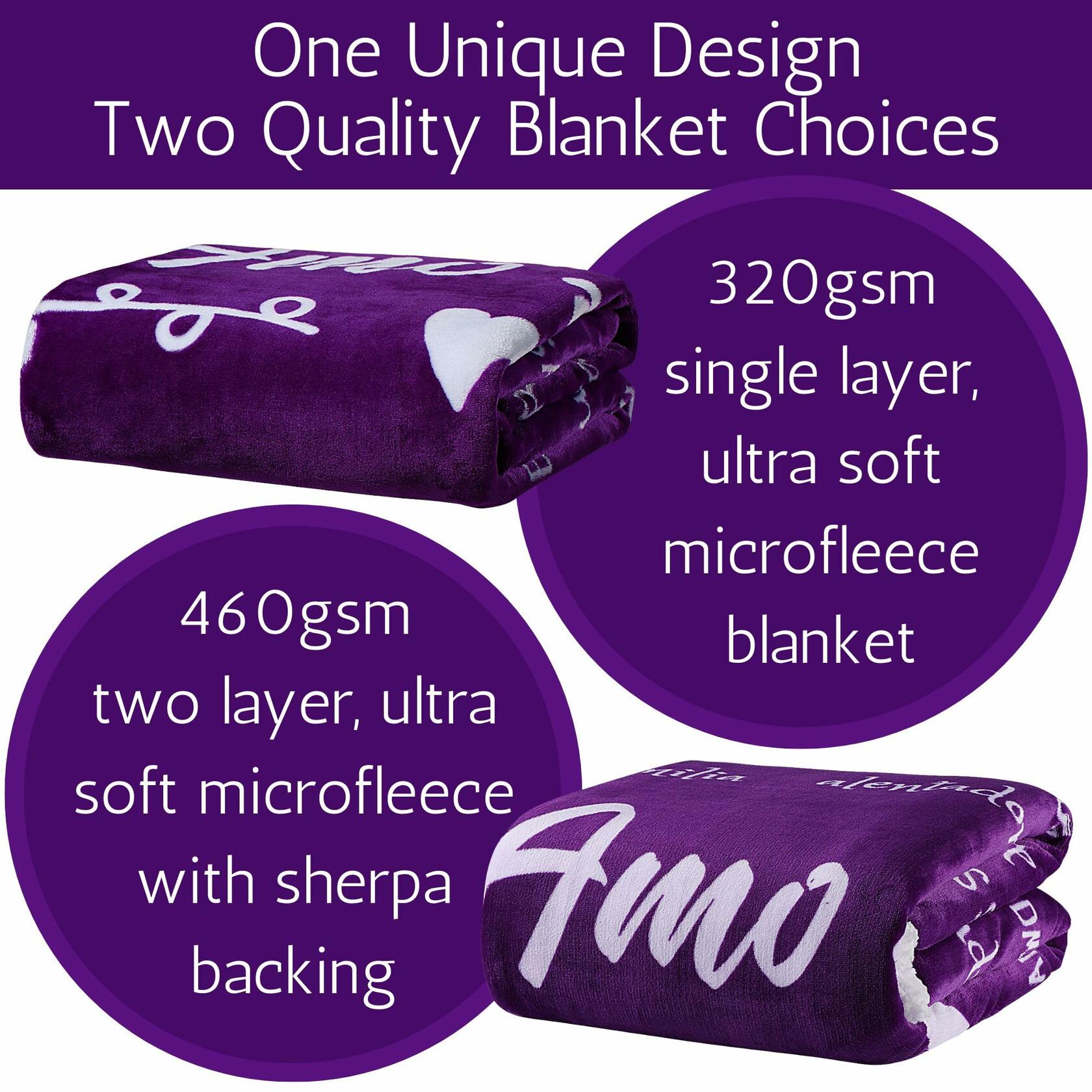FILO ESTILO Abuela Blanket Birthday Gift 60x50in Purple Fleece