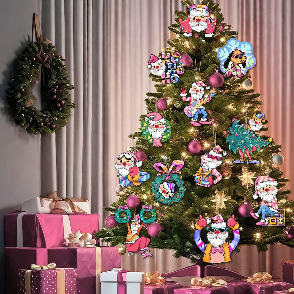 Bolisom 36 Pcs Rock & Roll Christmas Tree Ornaments with Gold Rope