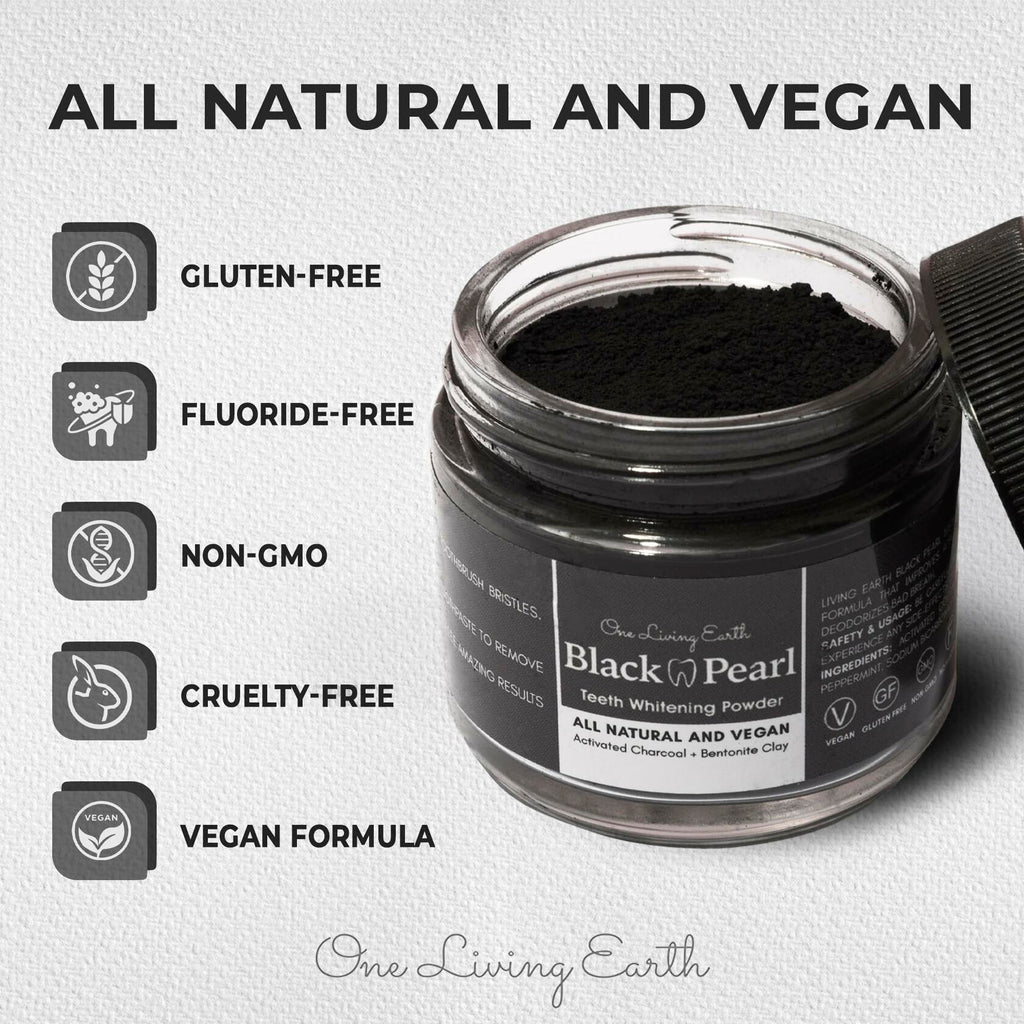 BestBy01/25 Activated Charcoal Powder Teeth Whitener with Bamboo Toothbrush USA