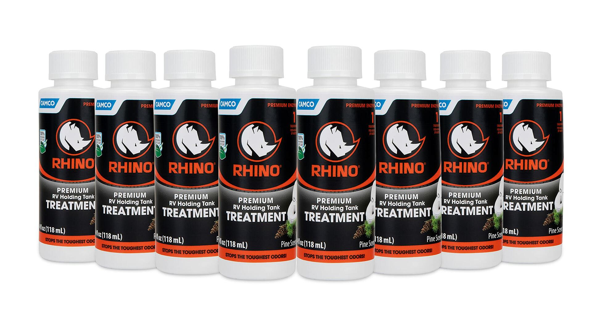 Camco RhinoFLEX Enzyme RV Holding Tank Treatment Pine Scent 8x4oz Bottles