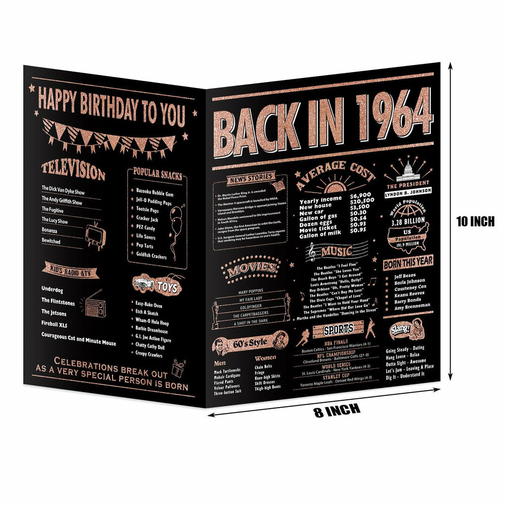 InstaDecor 60th Birthday Card for Women Jumbo 8x10 Inch Rose Gold