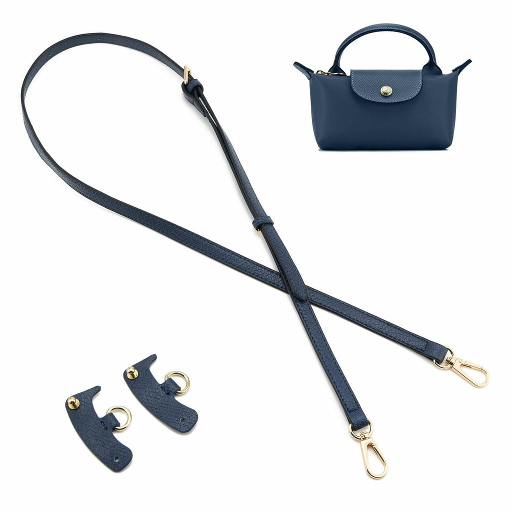 DEVPSISR Leather Adjustable Purse Strap for Longchamp Handbag Blue
