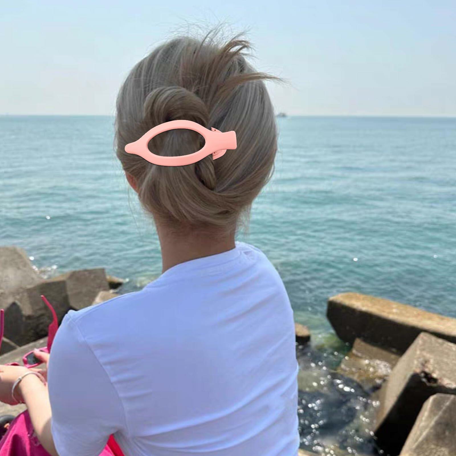 Velscrun Alligator Hair Clips Large Matte Pink 4Pcs Thick Thin Hair