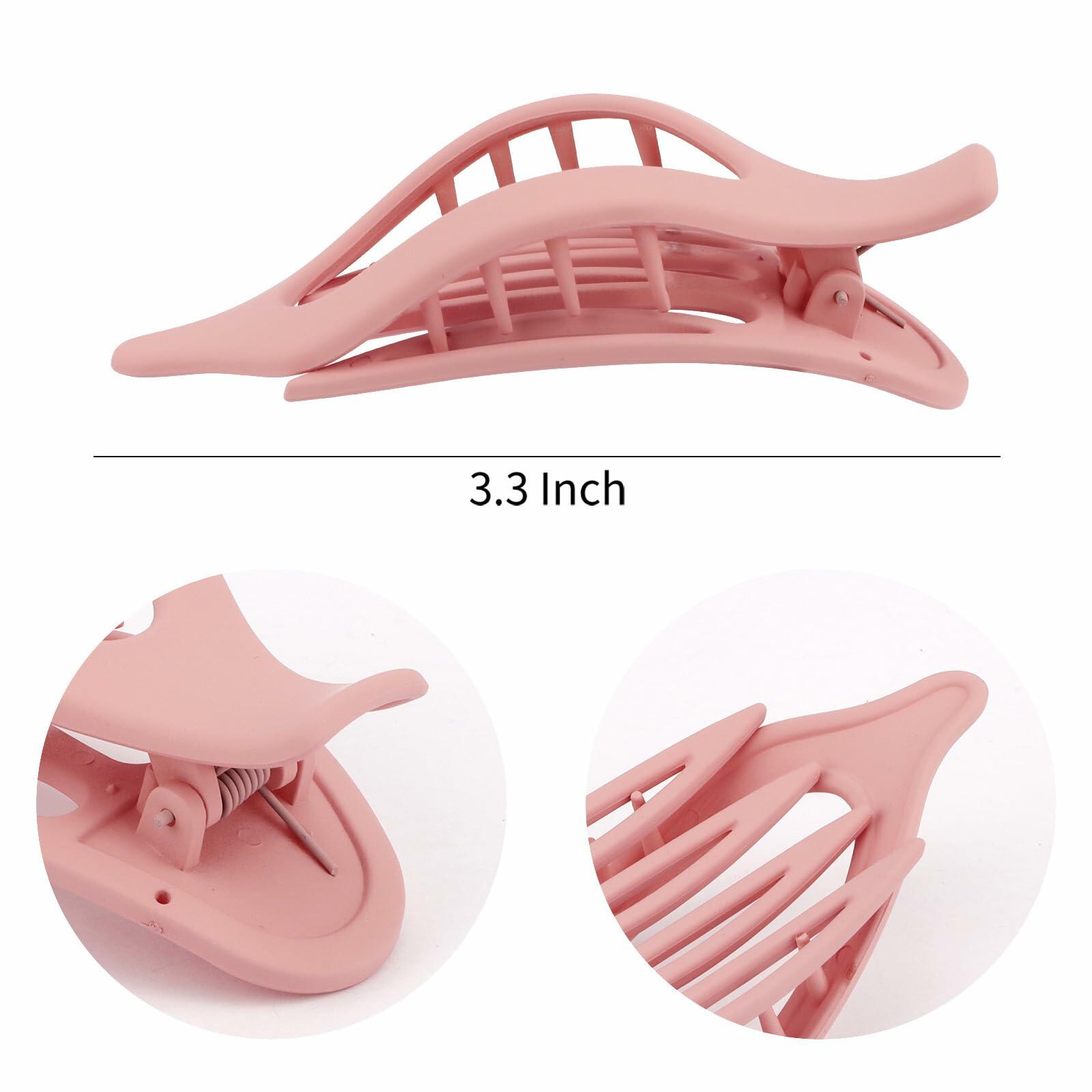 Velscrun Alligator Hair Clips Large Matte Pink 4Pcs Thick Thin Hair