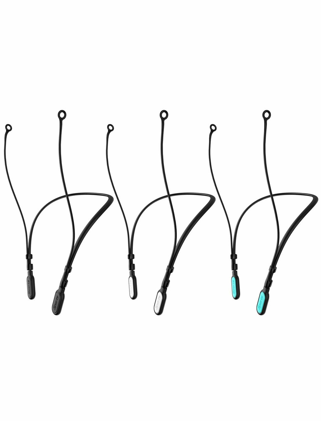 HALLEAST 3 Pack Earplugs Cord Lanyard Neckband Safety Strap Black White Cyan