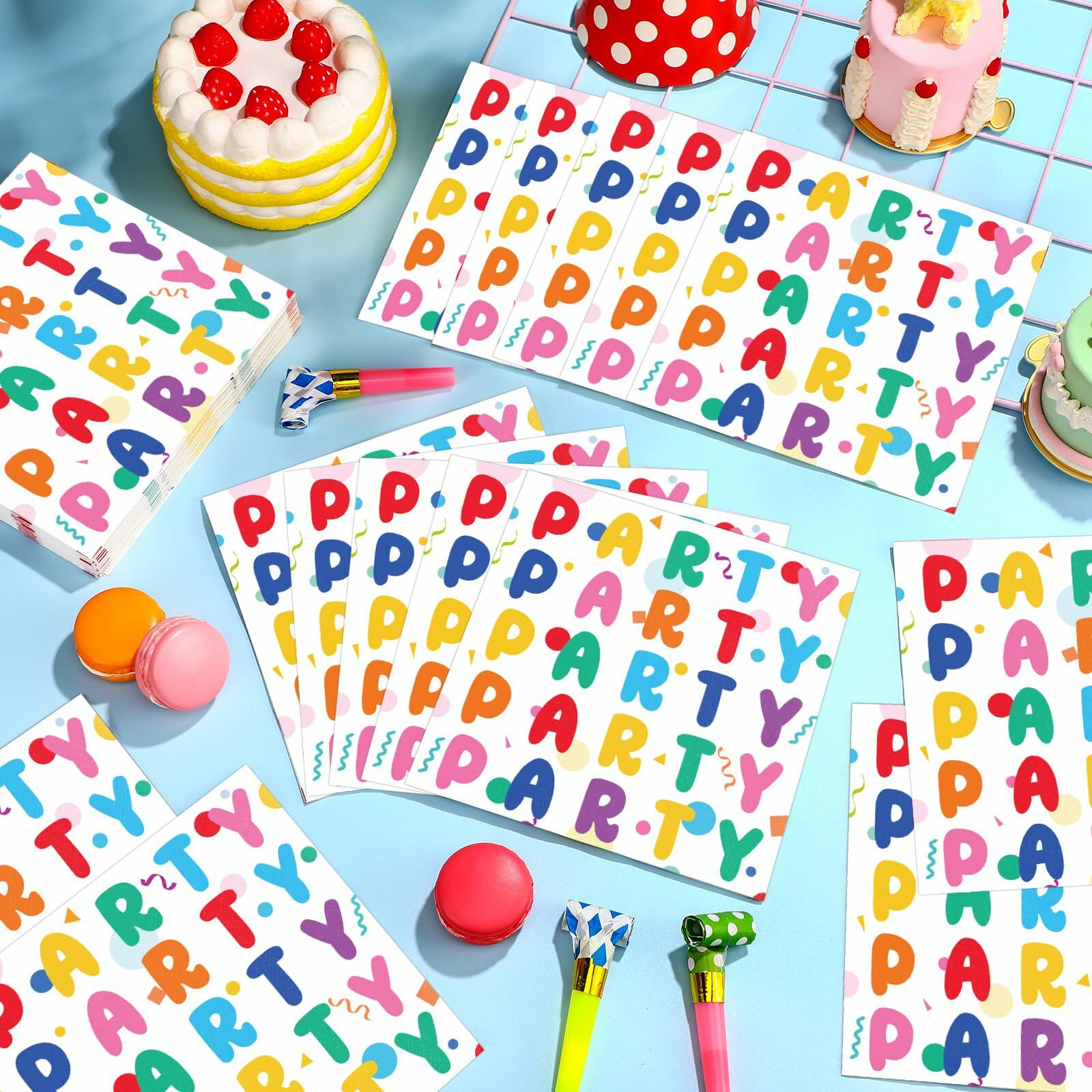 MotiMind 100 Pcs Rainbow Disposable Party Napkins Birthday Supplies