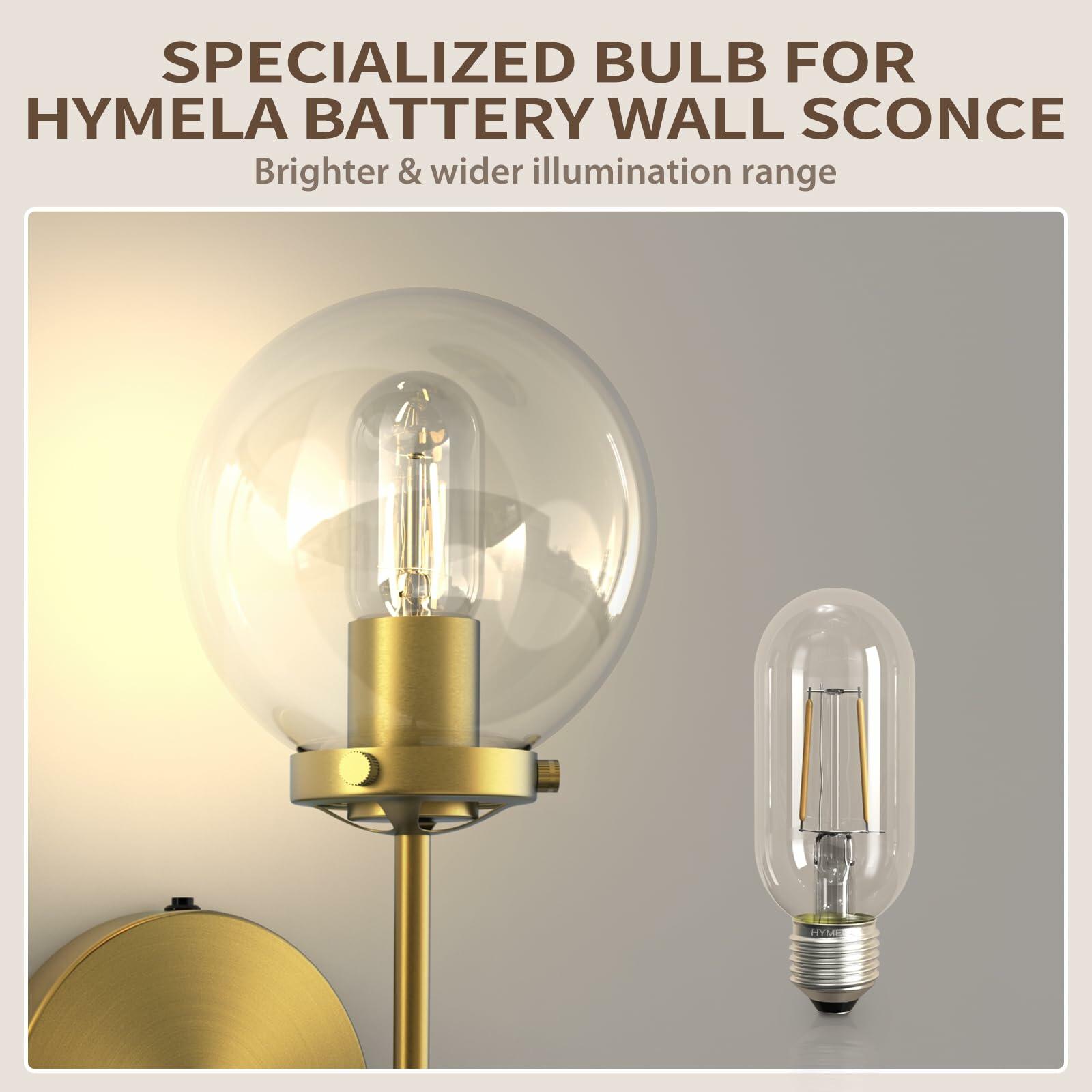 HYMELA C02 Battery Operated Wall Sconce Clear Glass Shade Black Bulb Included