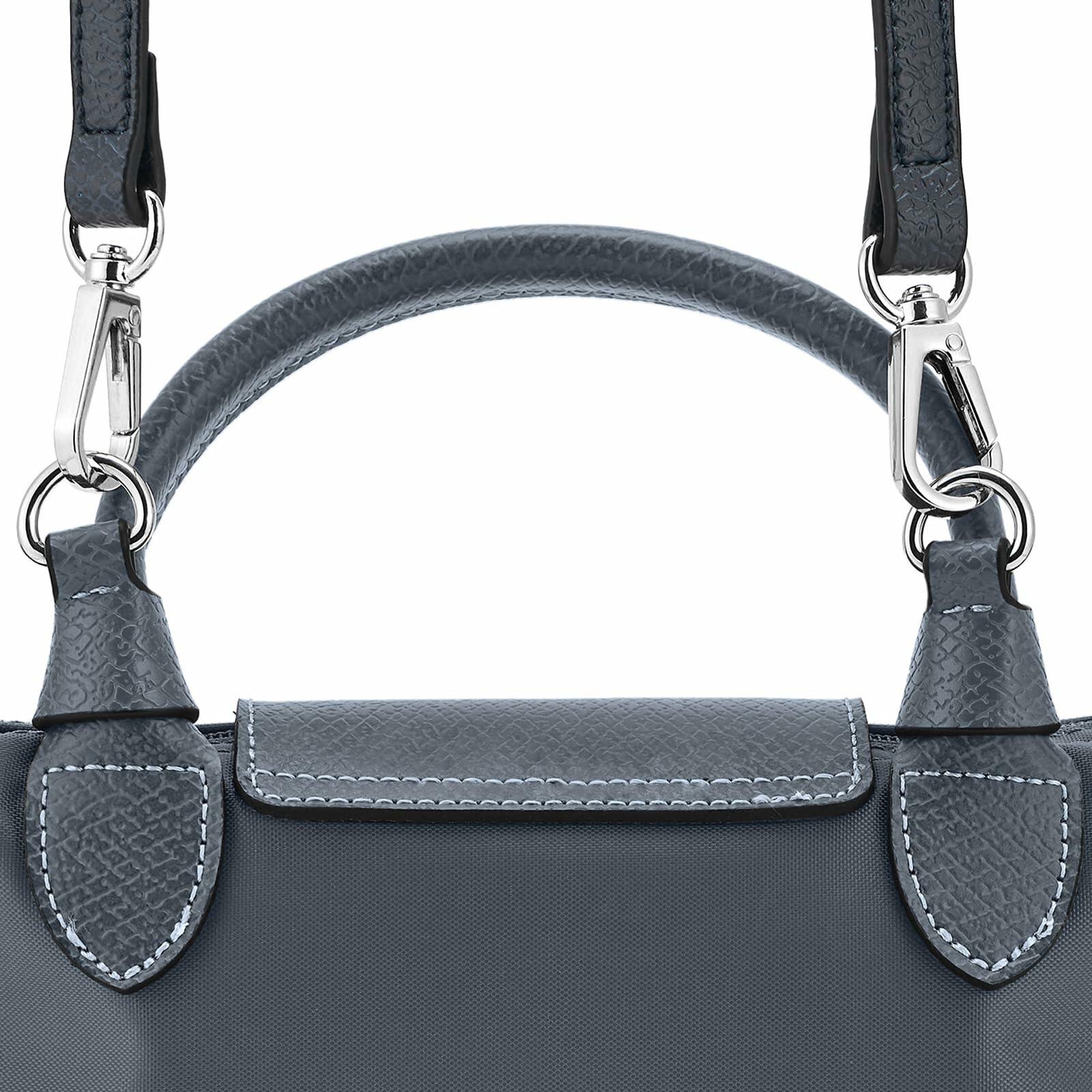 Adjustable Replacement Shoulder Strap for Longchamp Mini Pouch Grey Silver