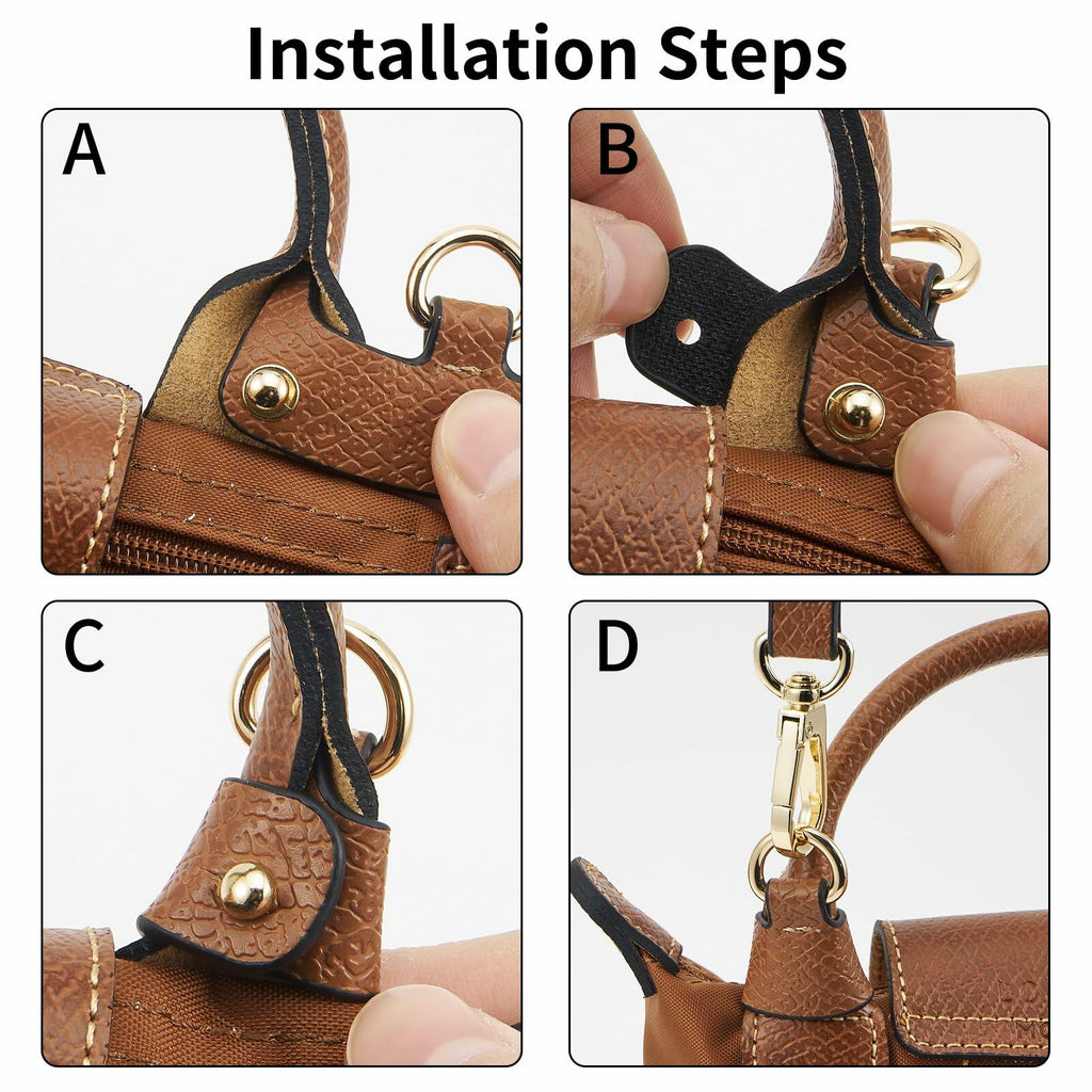 Adjustable Replacement Shoulder Strap for Longchamp Mini Pouch Grey Silver