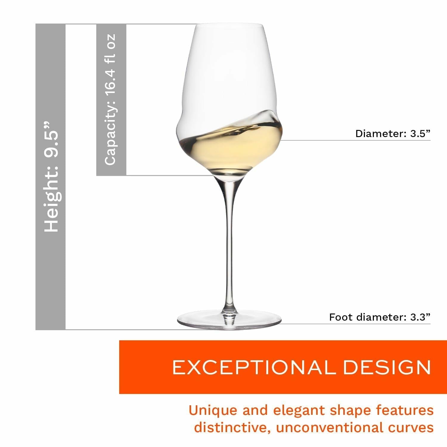 Stölzle Lausitz Cocoon White Wine Glass Set of 6 16.5oz Crystal Clear