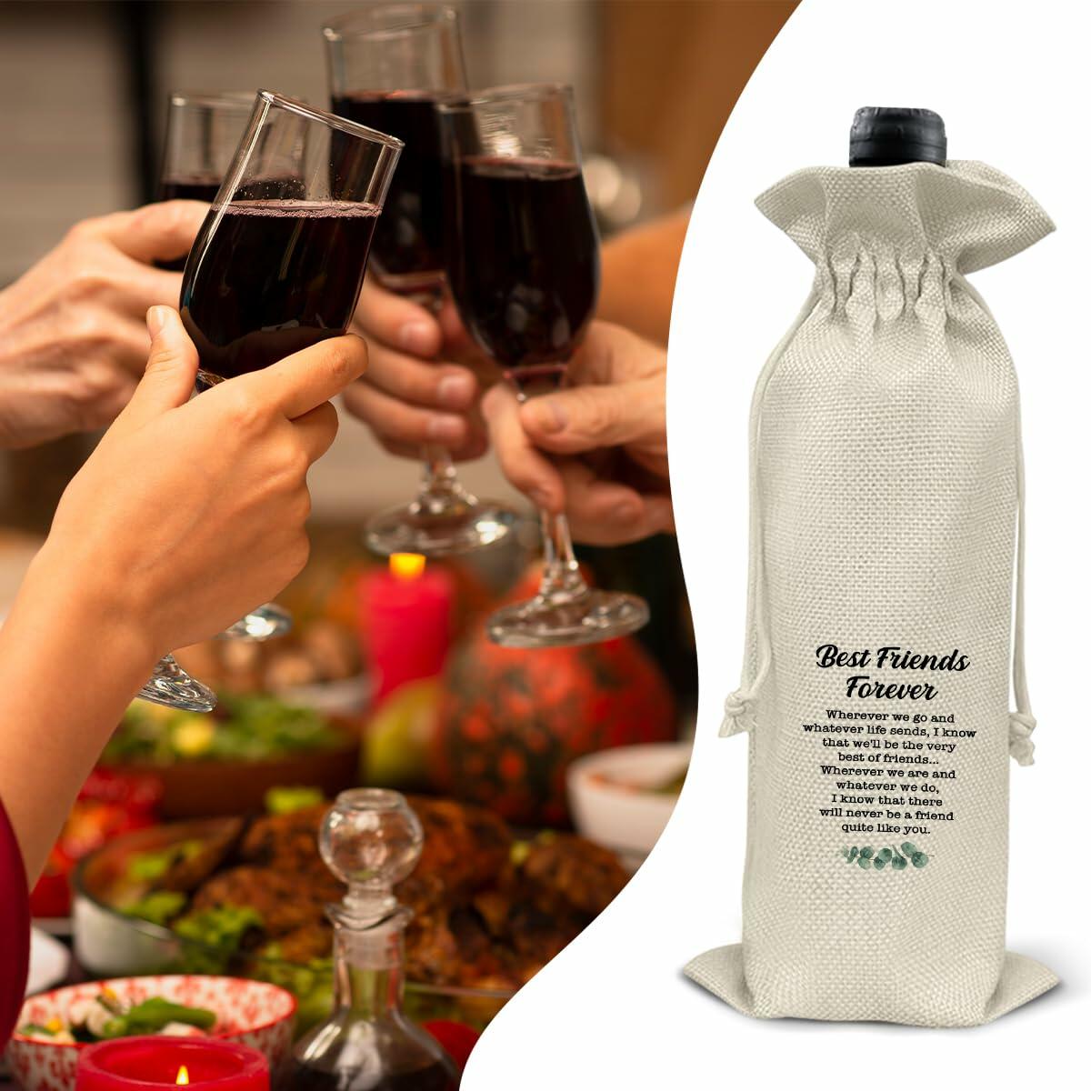 Best Friends Forever Wine Gift Bag Friendship Gift for Women Men