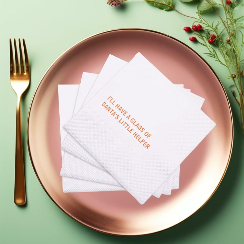 VOWFOO Funny Christmas Cocktail Napkins 100pcs I'm Stuck With Holiday Party