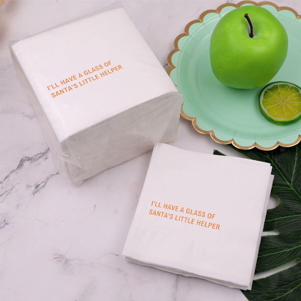 VOWFOO Funny Christmas Cocktail Napkins 100pcs I'm Stuck With Holiday Party