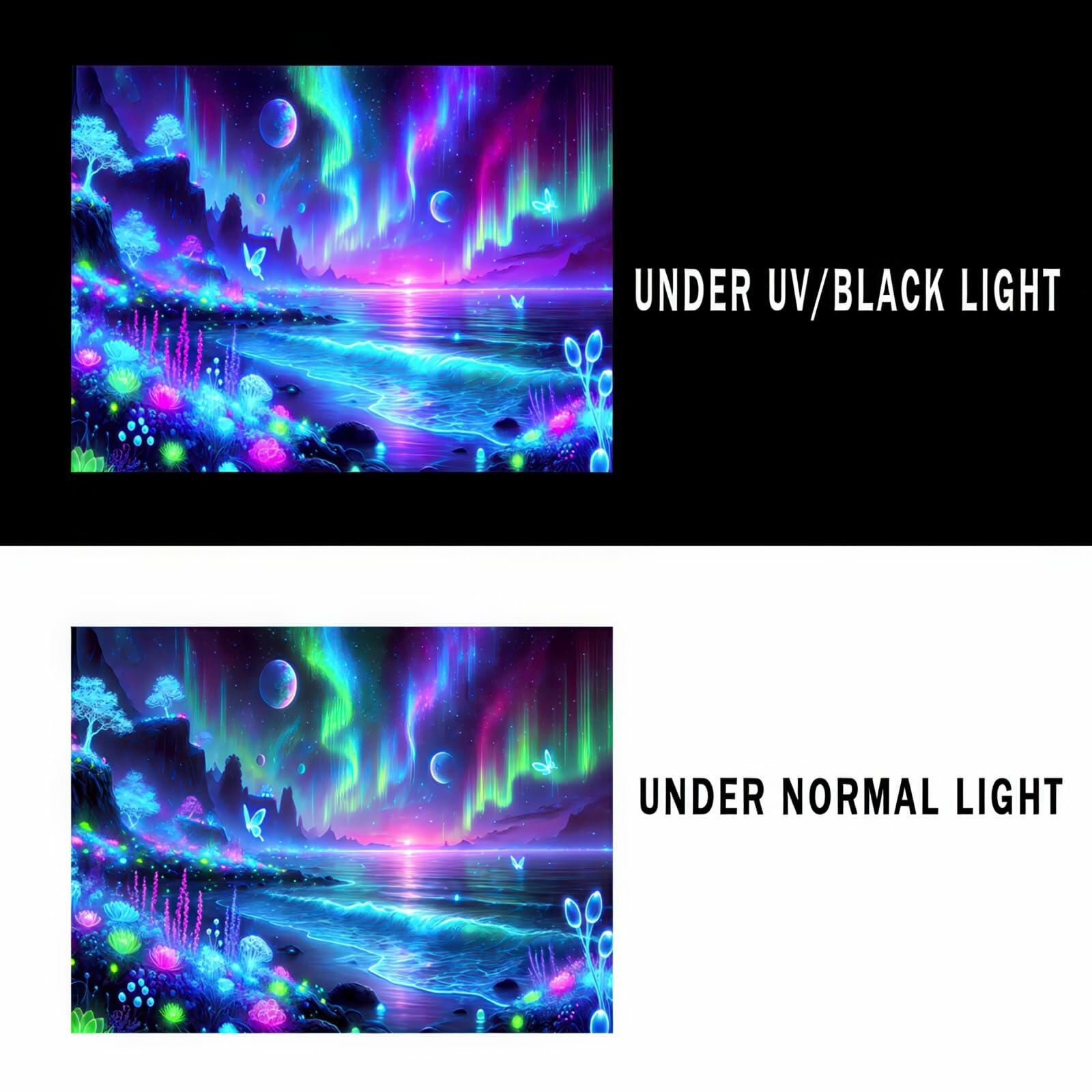 BlissYard Blacklight Fantasy Forest UV Reactive Tapestry 51x78 Inch