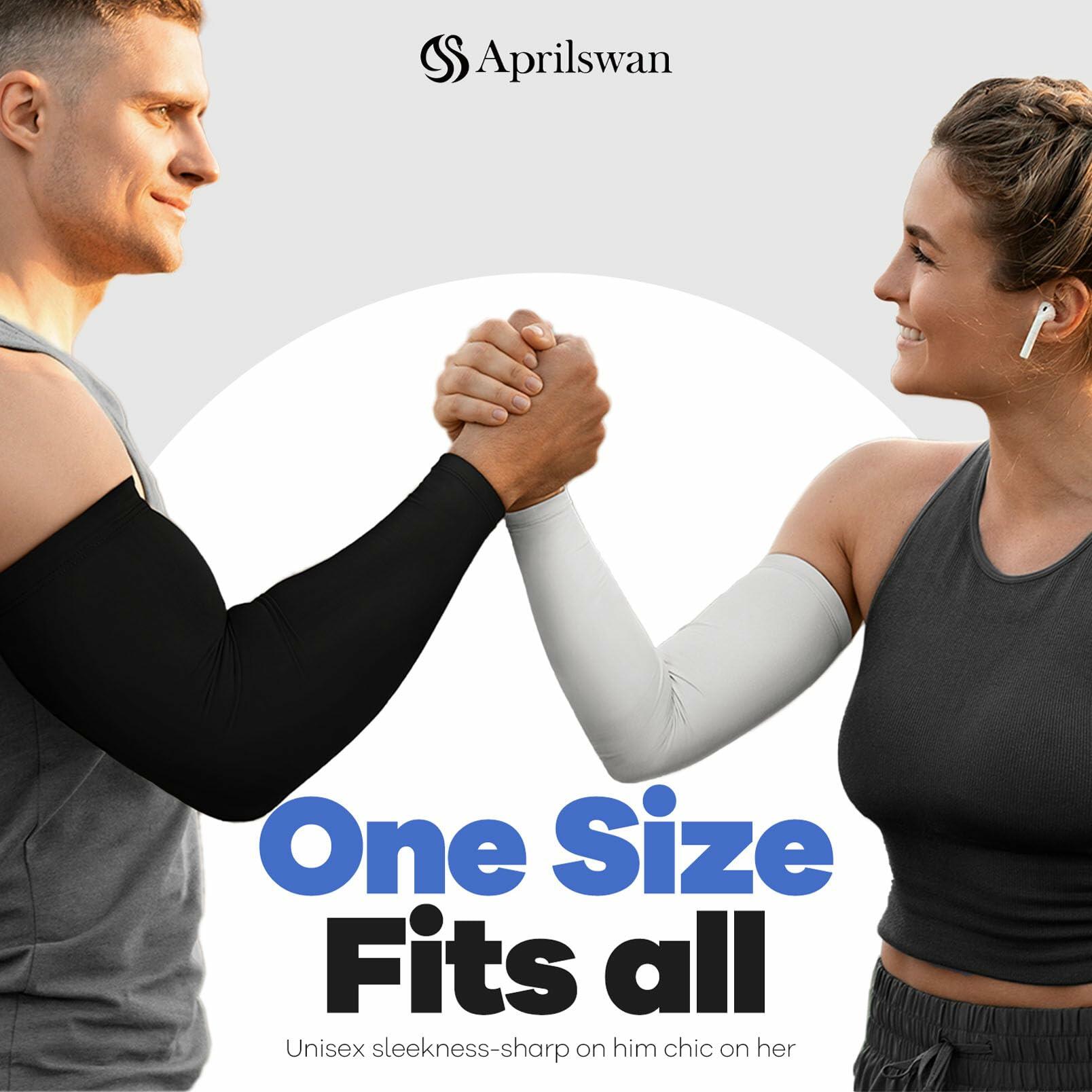 Aprilswan UV Sun Protection Arm Sleeves Non Slip Compression Black 1 Pair