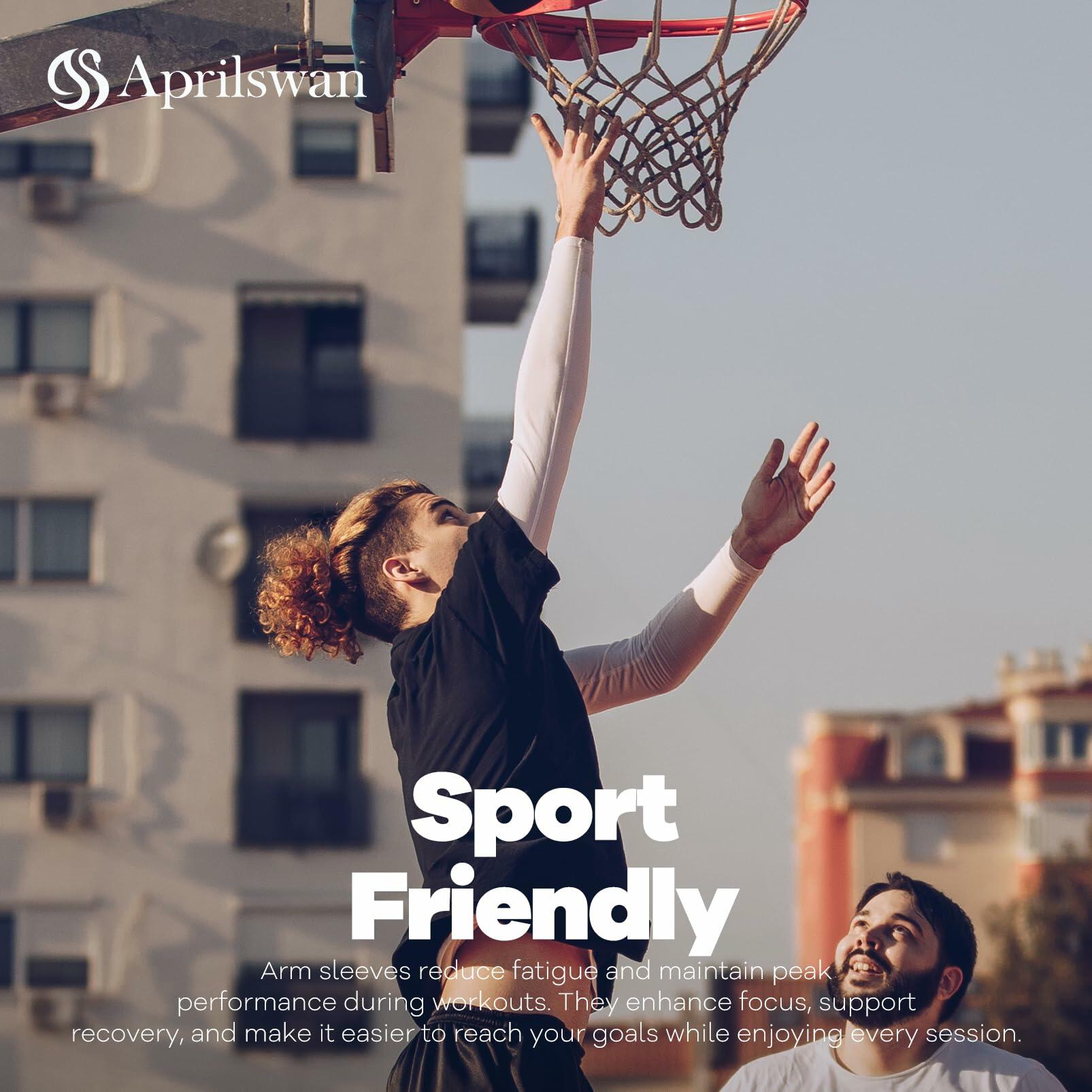 Aprilswan UV Sun Protection Arm Sleeves Compression Cooling 2 Pairs Black/White