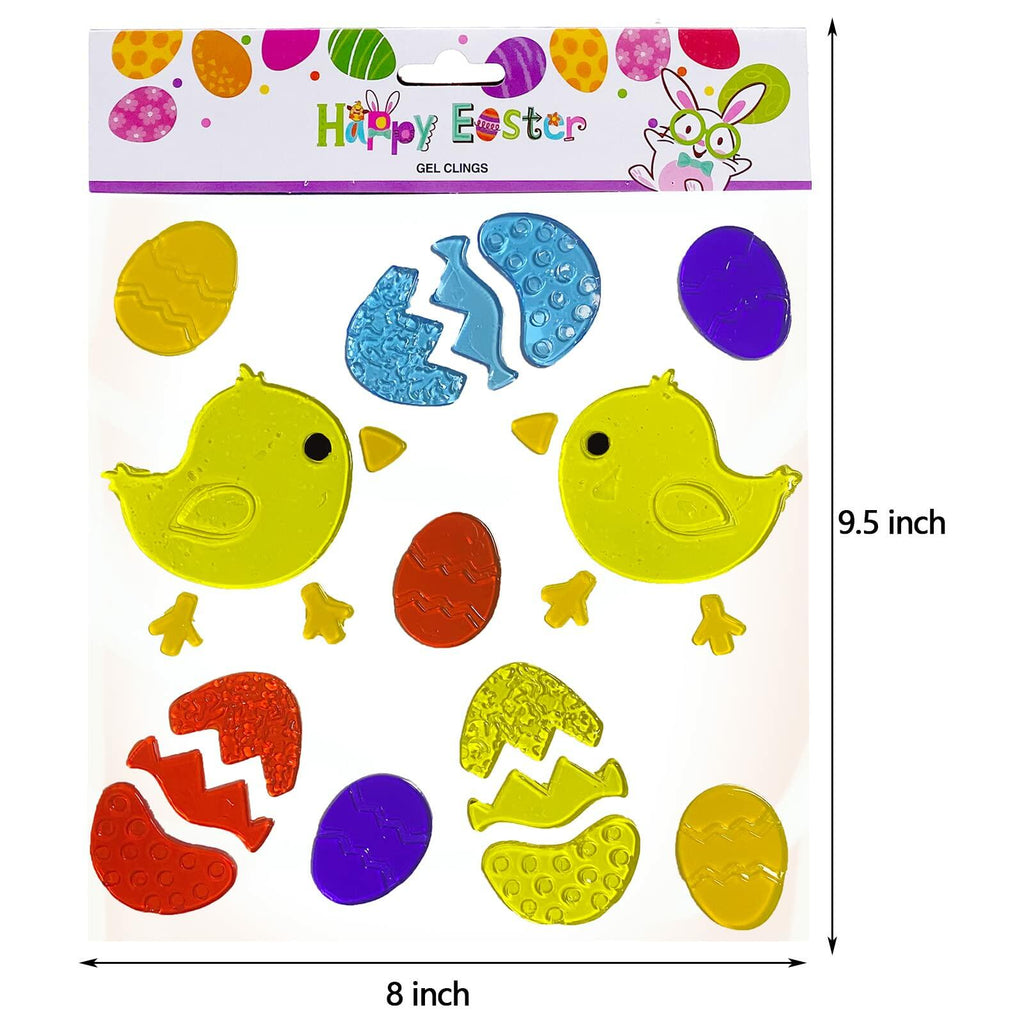 Easter Gel Window Clings 6 Sheets Bunny Chick Egg Flower Reusable Decor
