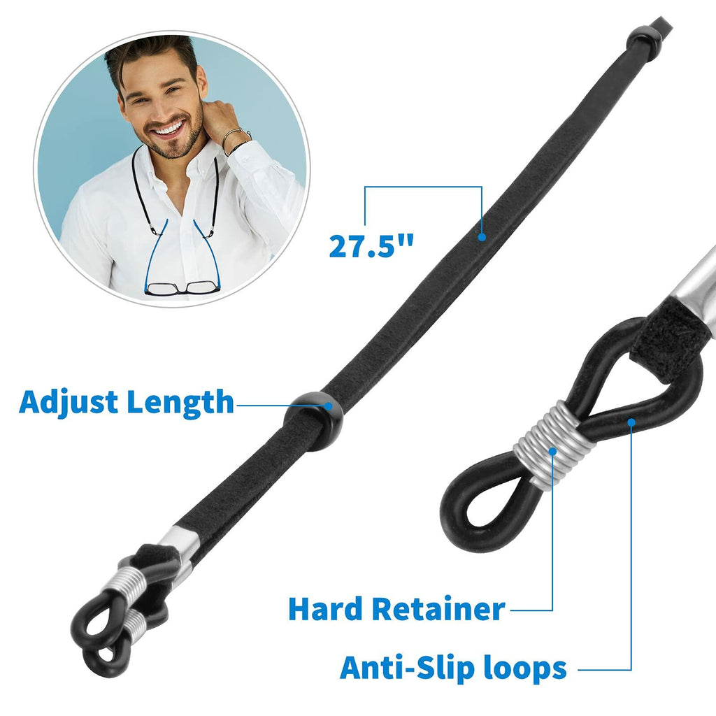 BILIONE Adjustable Leather Eyeglass Holder Straps 6 Pcs Universal Sport