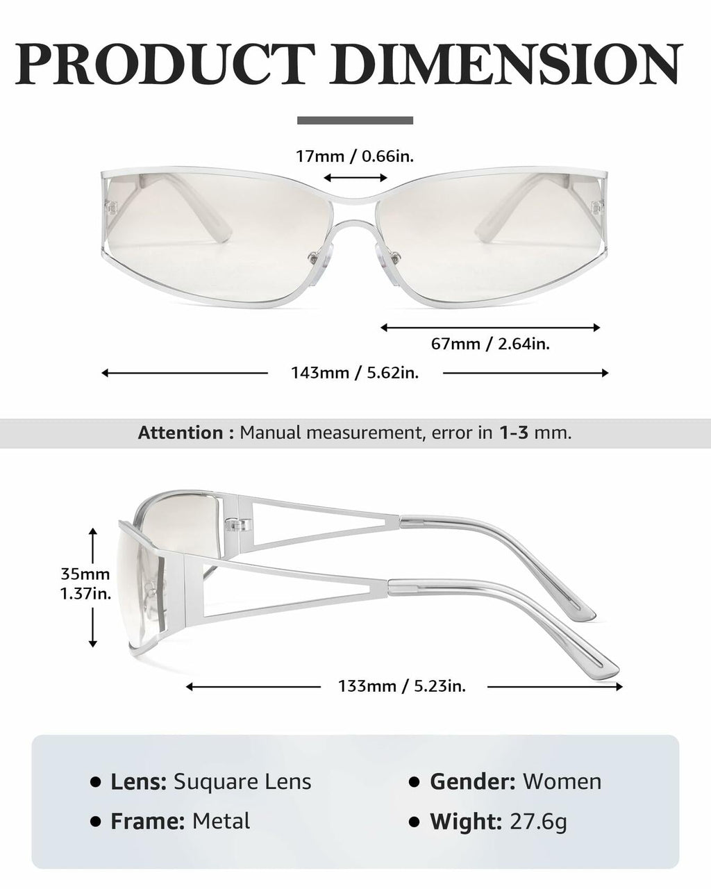 IGnaef Y2k Sunglasses for Women Silver Fashion 2000s Aesthetic
