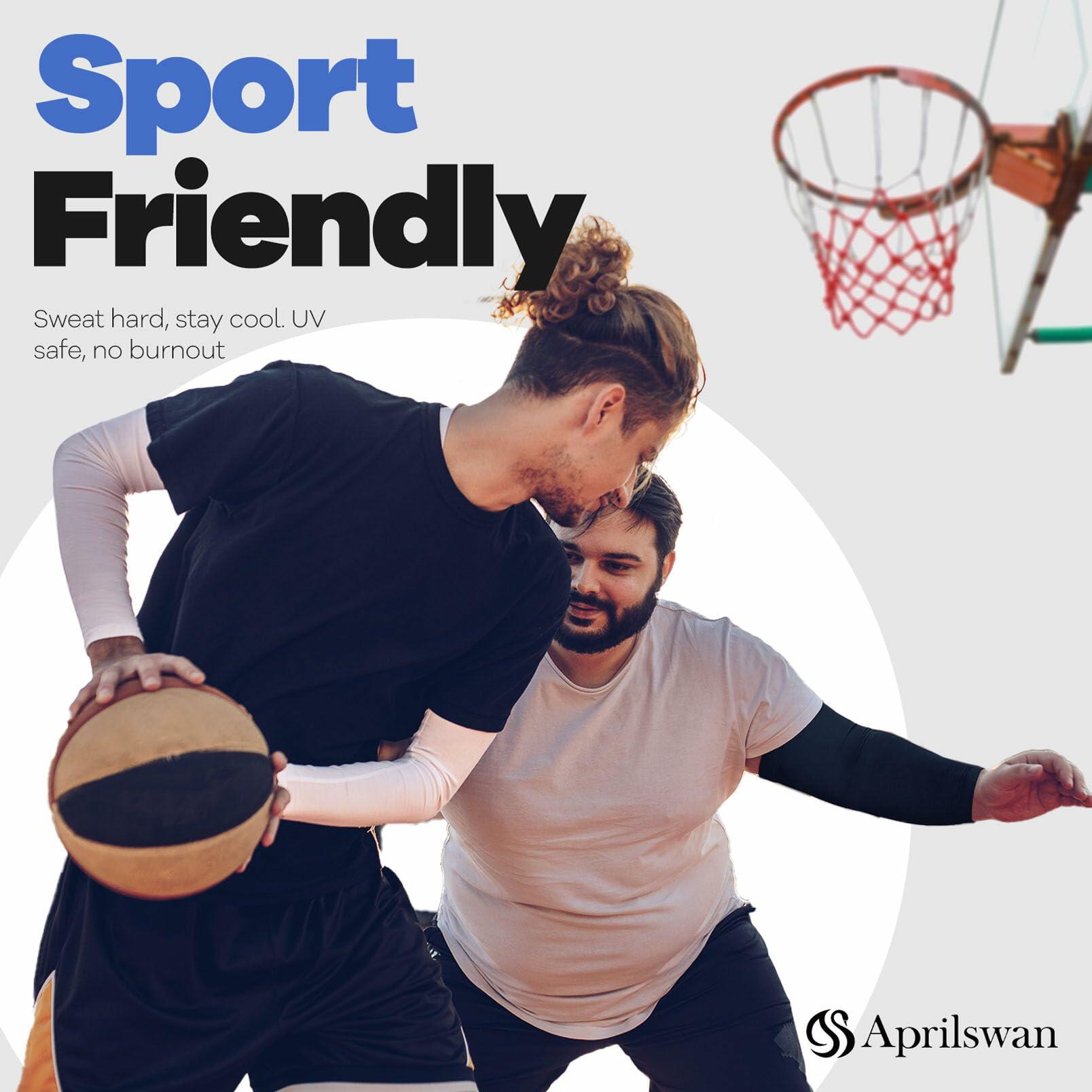 Aprilswan UV Sun Protection Arm Sleeves Compression Non Slip White 1 Pair