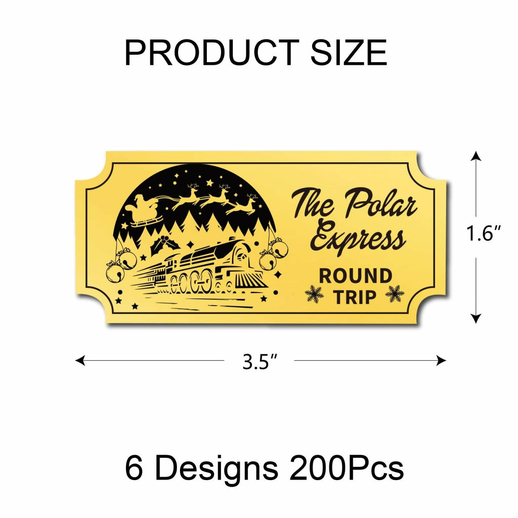 Christmas Polar Express Believe Tickets Gold Foil Stickers 200pcs Party Decor
