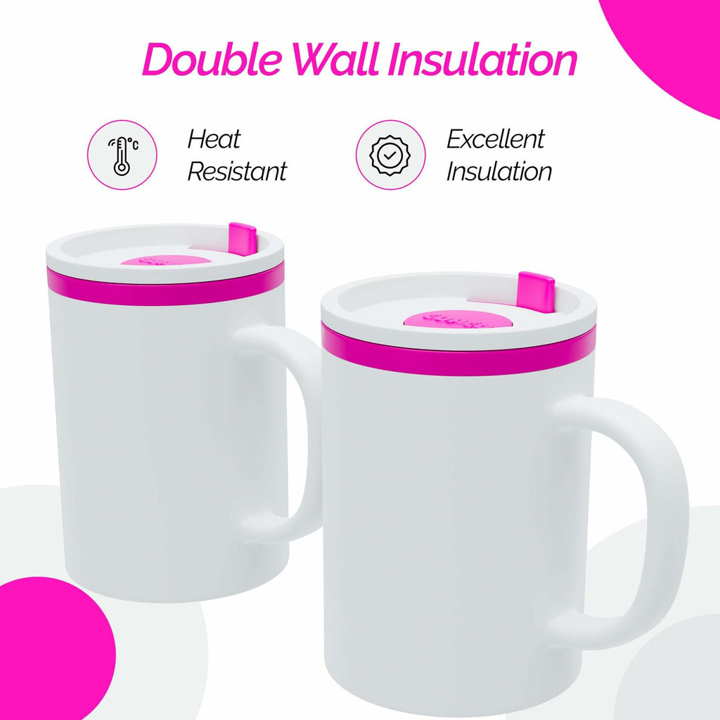 Copco Iconic Desk Mug 16oz 2 Pack Pink Double Wall Insulated