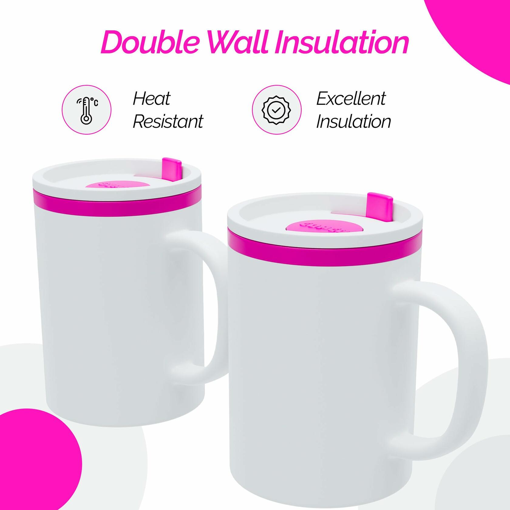 Copco Iconic Desk Mug 16oz 2 Pack Pink Double Wall Insulated