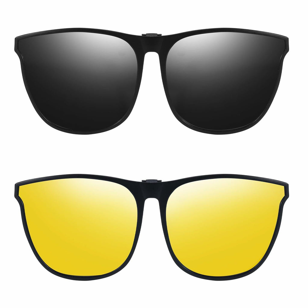 Trysee Polarized Flip Up Clip On Sunglasses Over Prescription Glasses Men Women