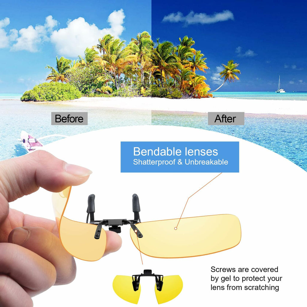 Trysee Polarized Flip Up Clip On Sunglasses Over Prescription Glasses Men Women