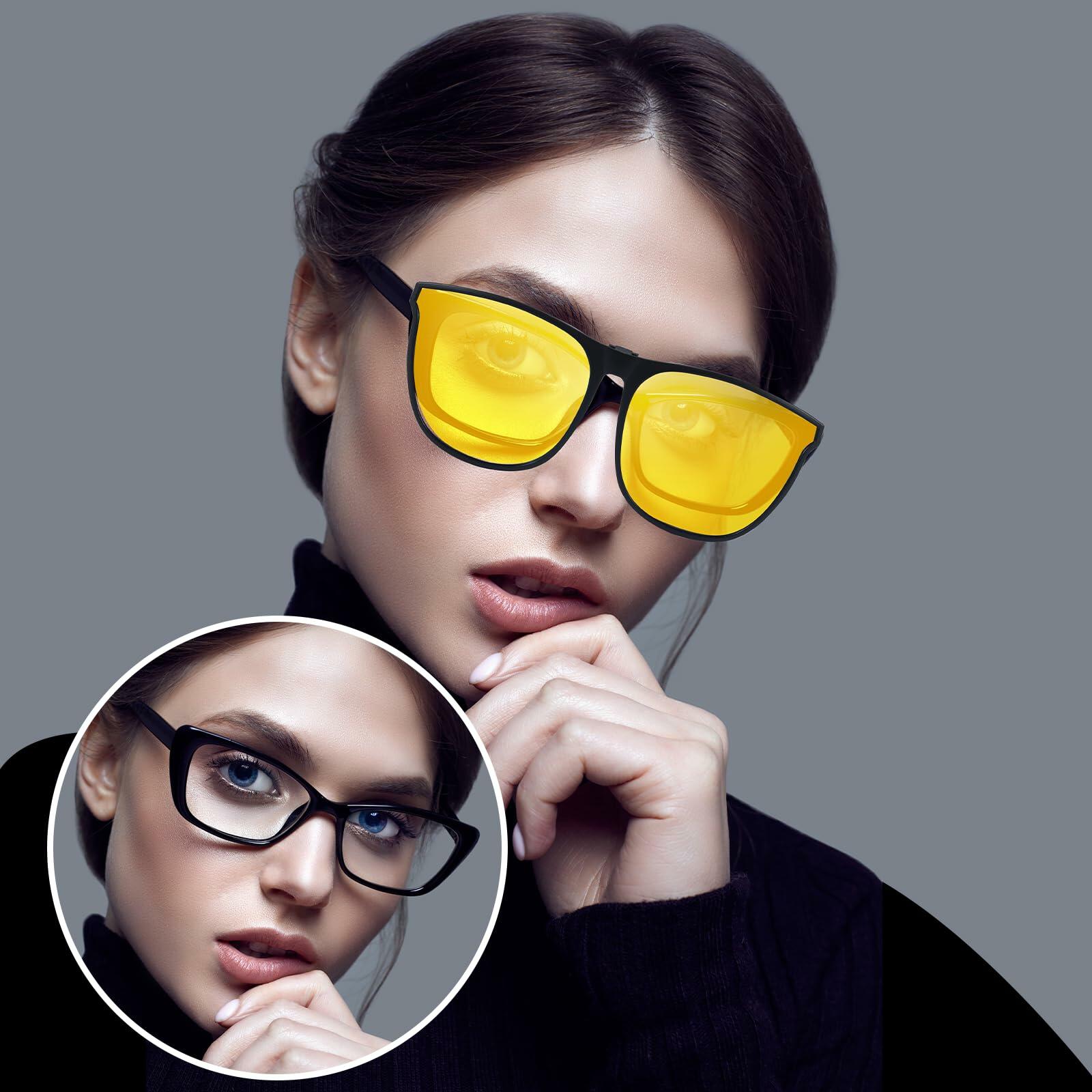 Trysee Polarized Flip Up Clip On Sunglasses Over Prescription Glasses Men Women