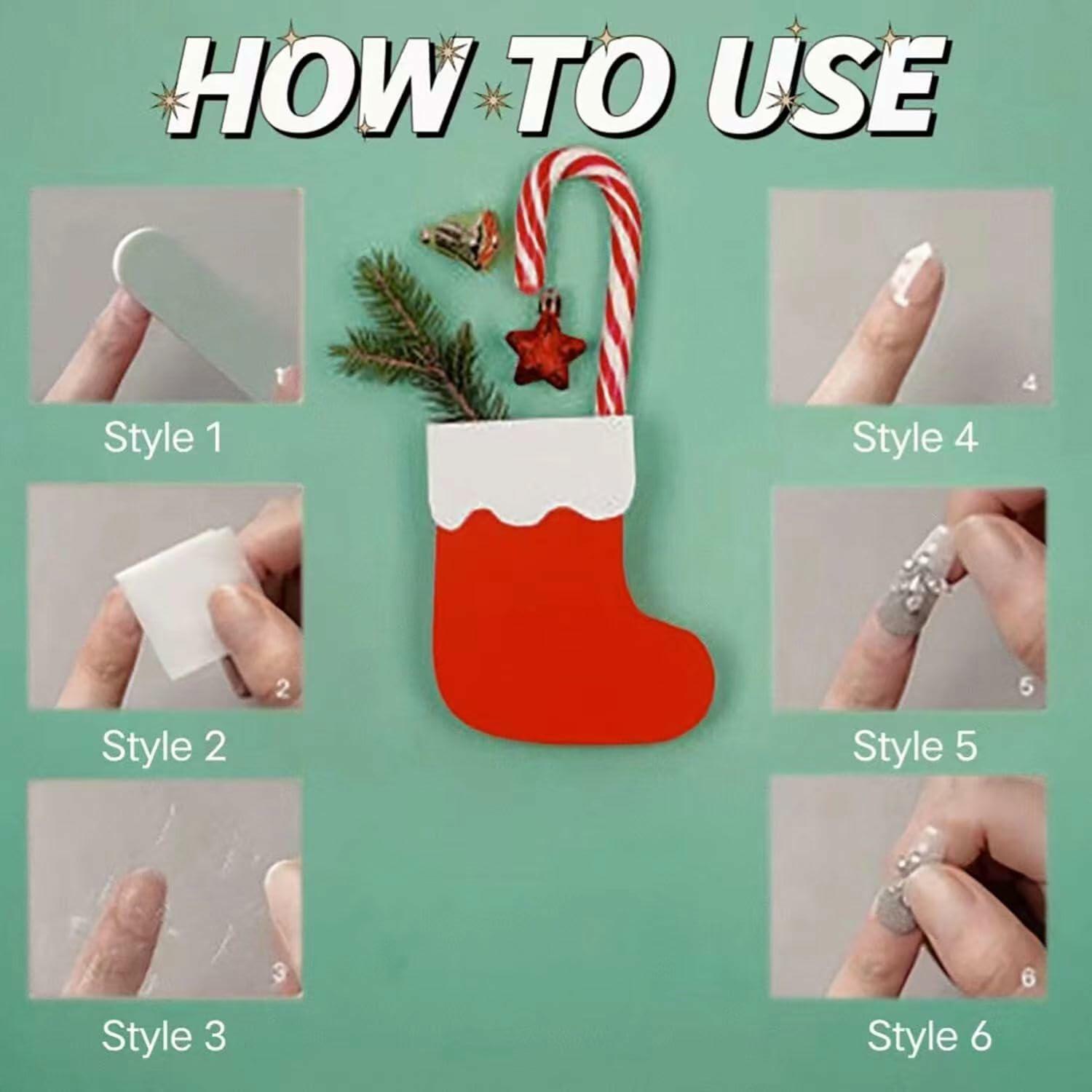 24 Pcs Red French Tip Press On Nails Medium Almond Acrylic Christmas Design