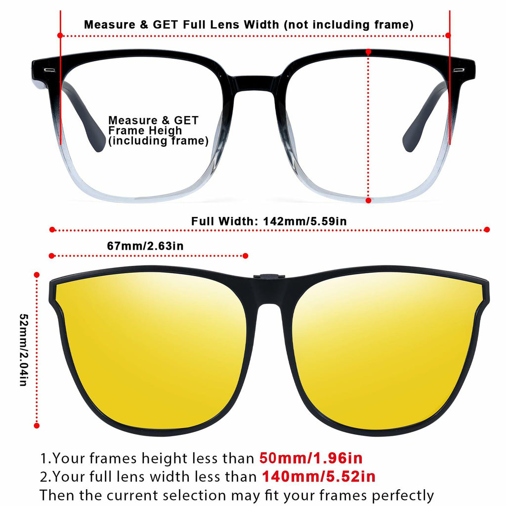 Trysee Polarized Flip Up Clip On Sunglasses Over Prescription Glasses Men Women