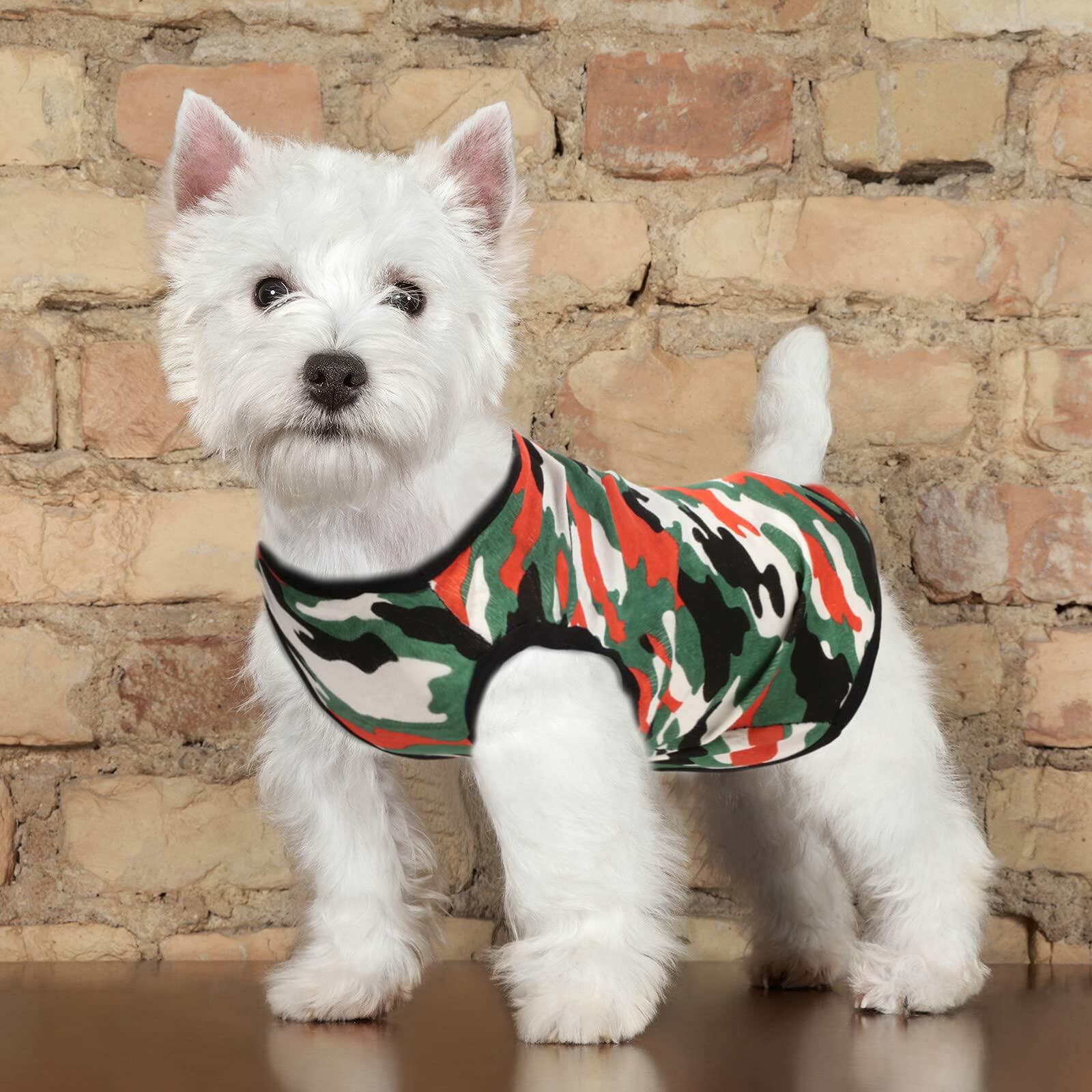 8 Pieces Dog Boy Summer Shirt Camo Sleeveless Pet Vest Small Size