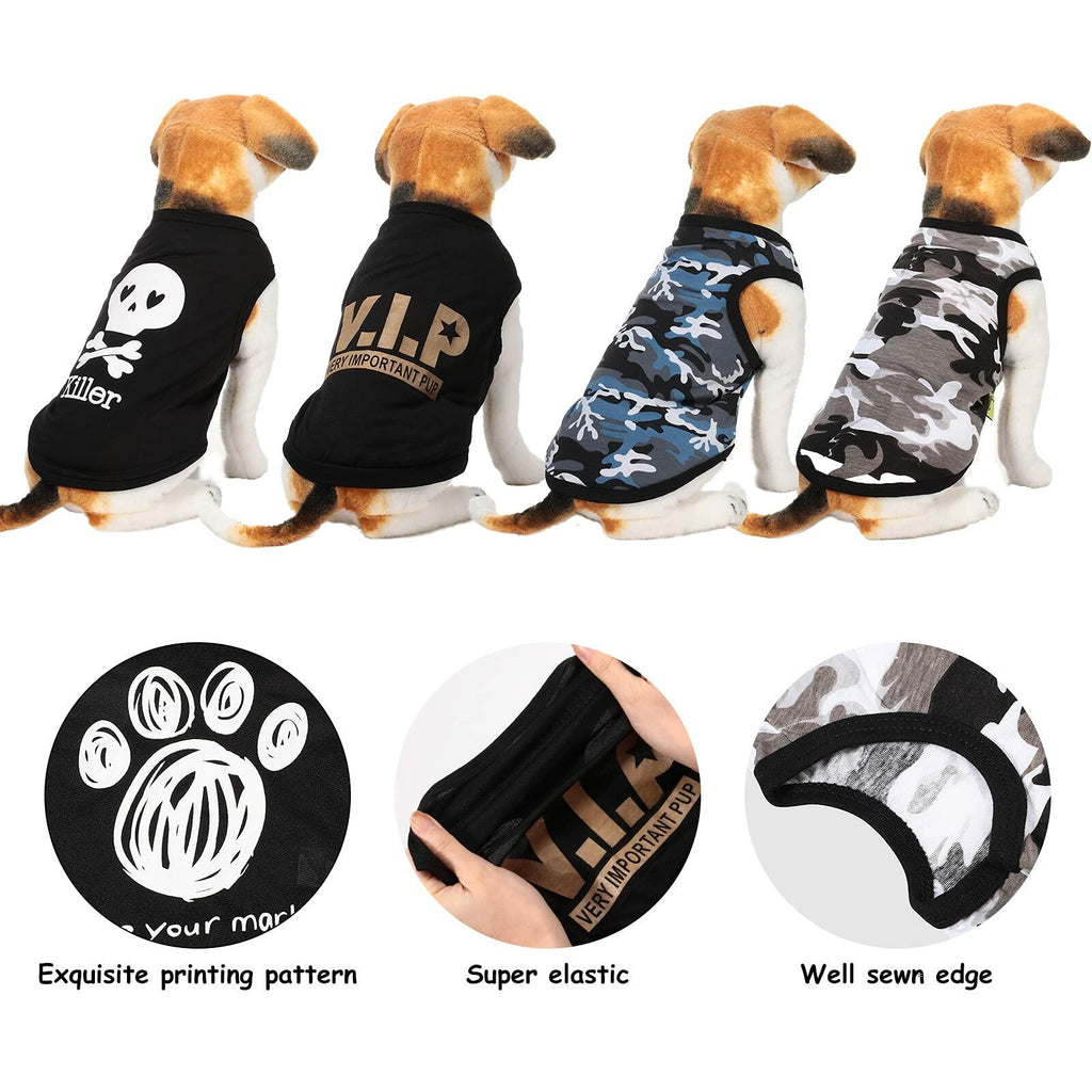 8 Pieces Dog Boy Summer Shirt Camo Sleeveless Pet Vest Small Size