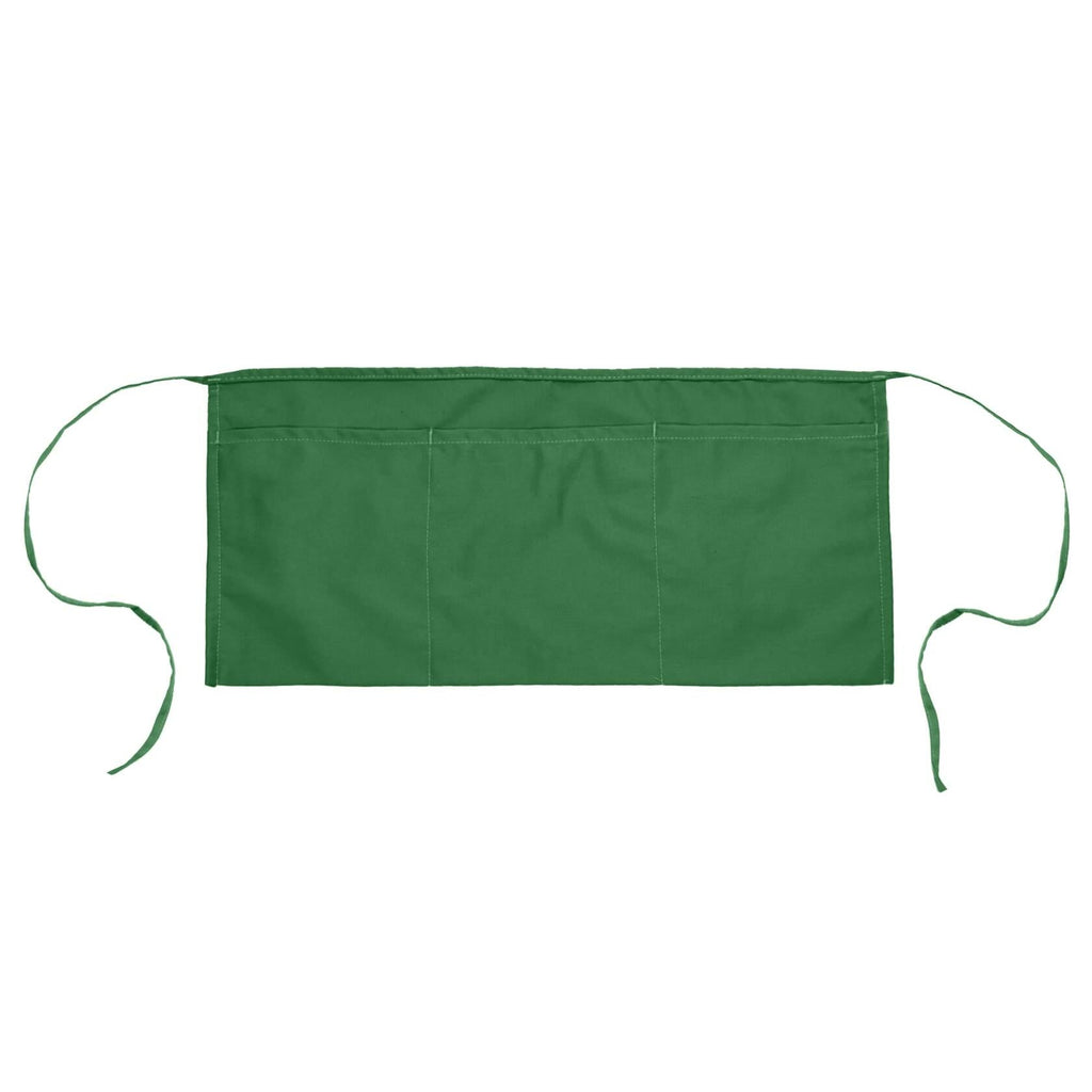 Waitress Waist Apron Commercial Bib Spun Poly Cotton Dark Green 3 Pockets