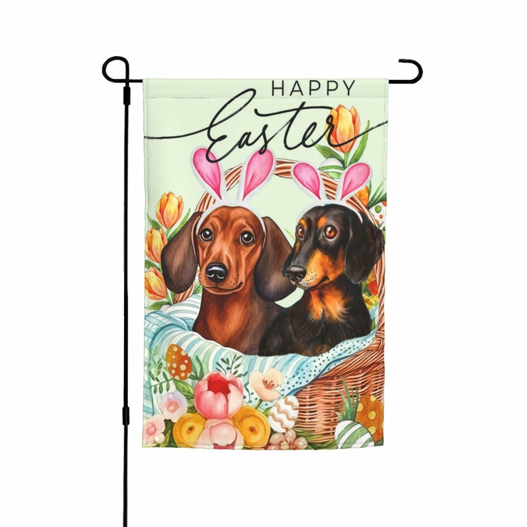 Happy Easter Dachshund Bunny Garden Flag Flower Yard Decor 12x18 Inch